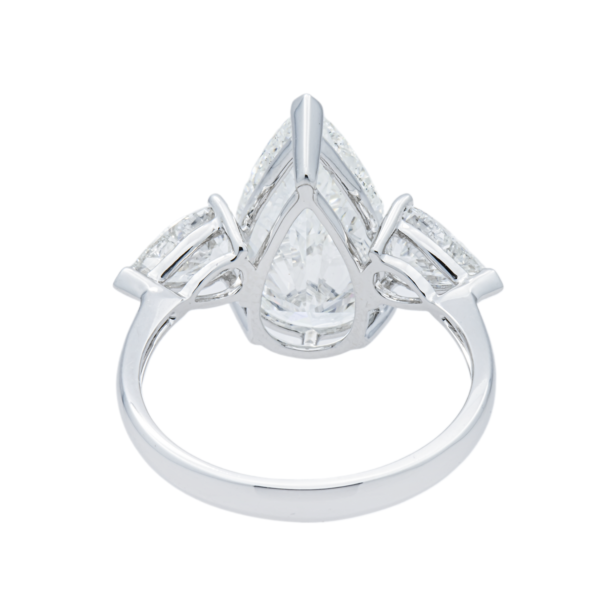 18K White Gold Triple Pear Diamond Ring 5.73ctw