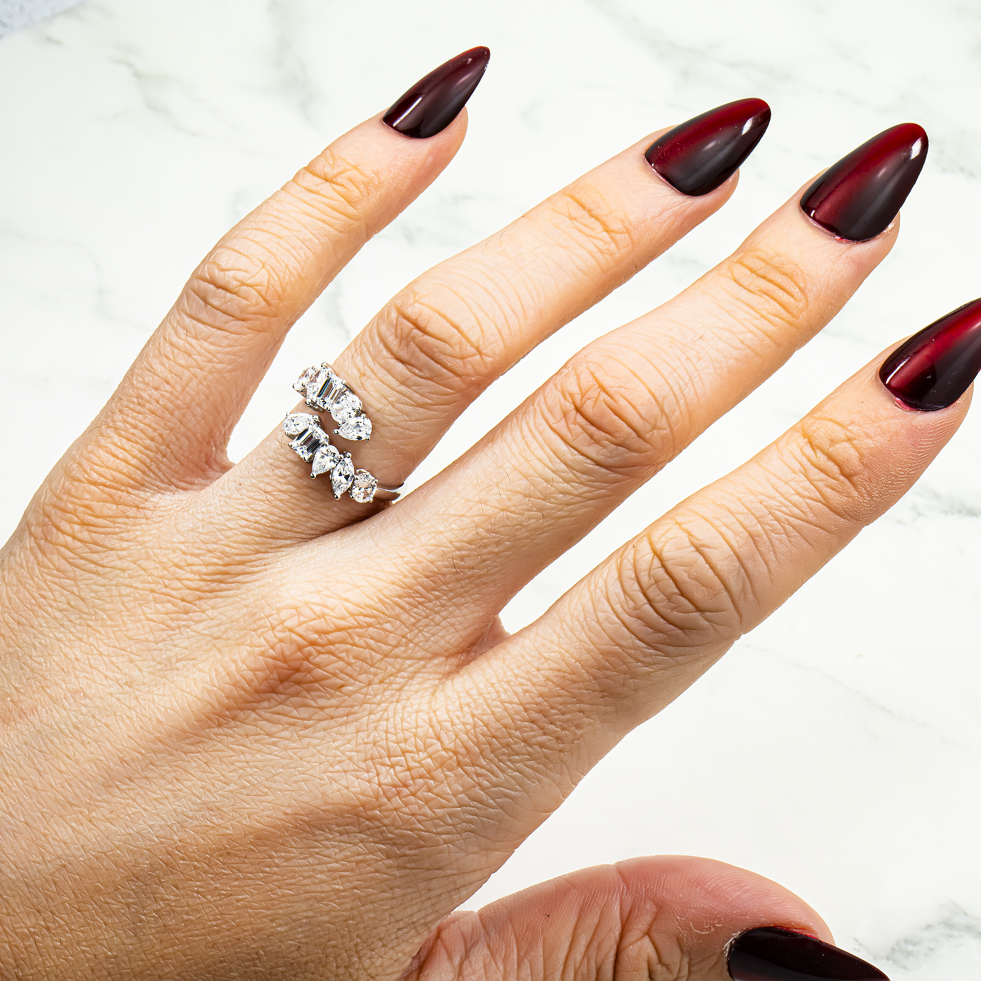 White Gold Multi Cut Diamond Wrap Ring 1.64ct