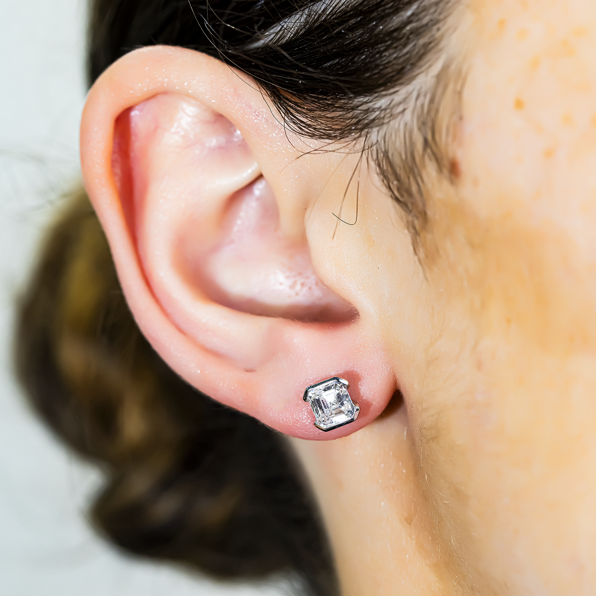 White Gold Asscher Cut Diamond Stud Earrings 1.87ctw