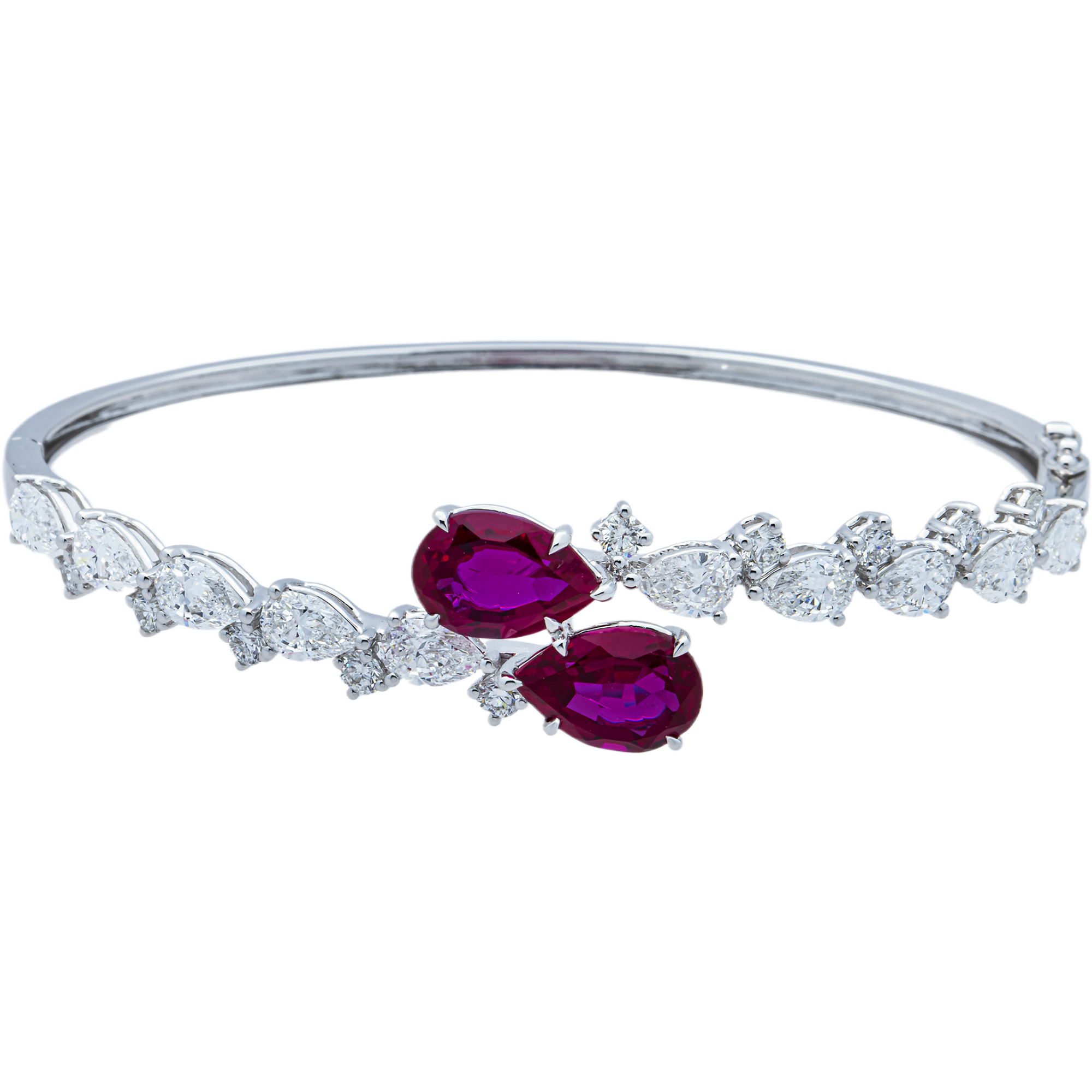 White Gold Ruby & Diamond Bangle Bracelet 8.94ct