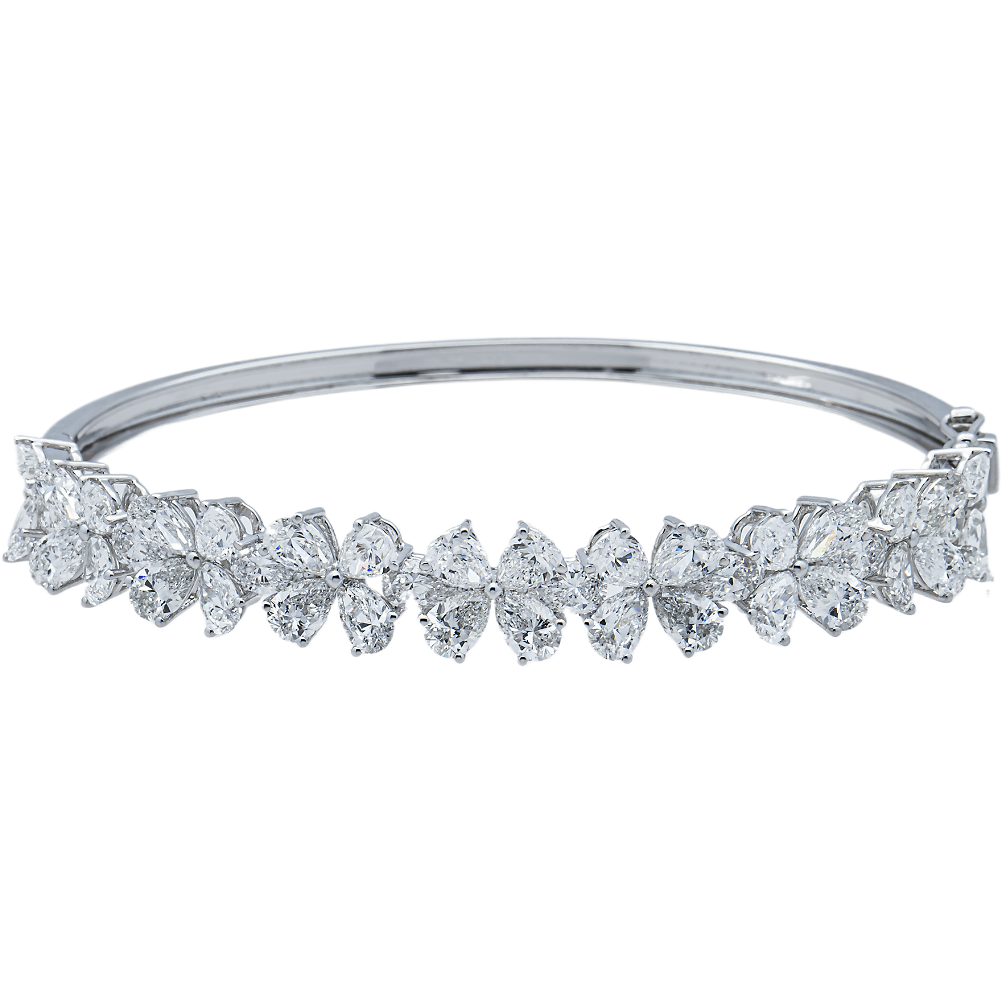 White Gold Pear Diamond Bangle Bracelet 7.90ct