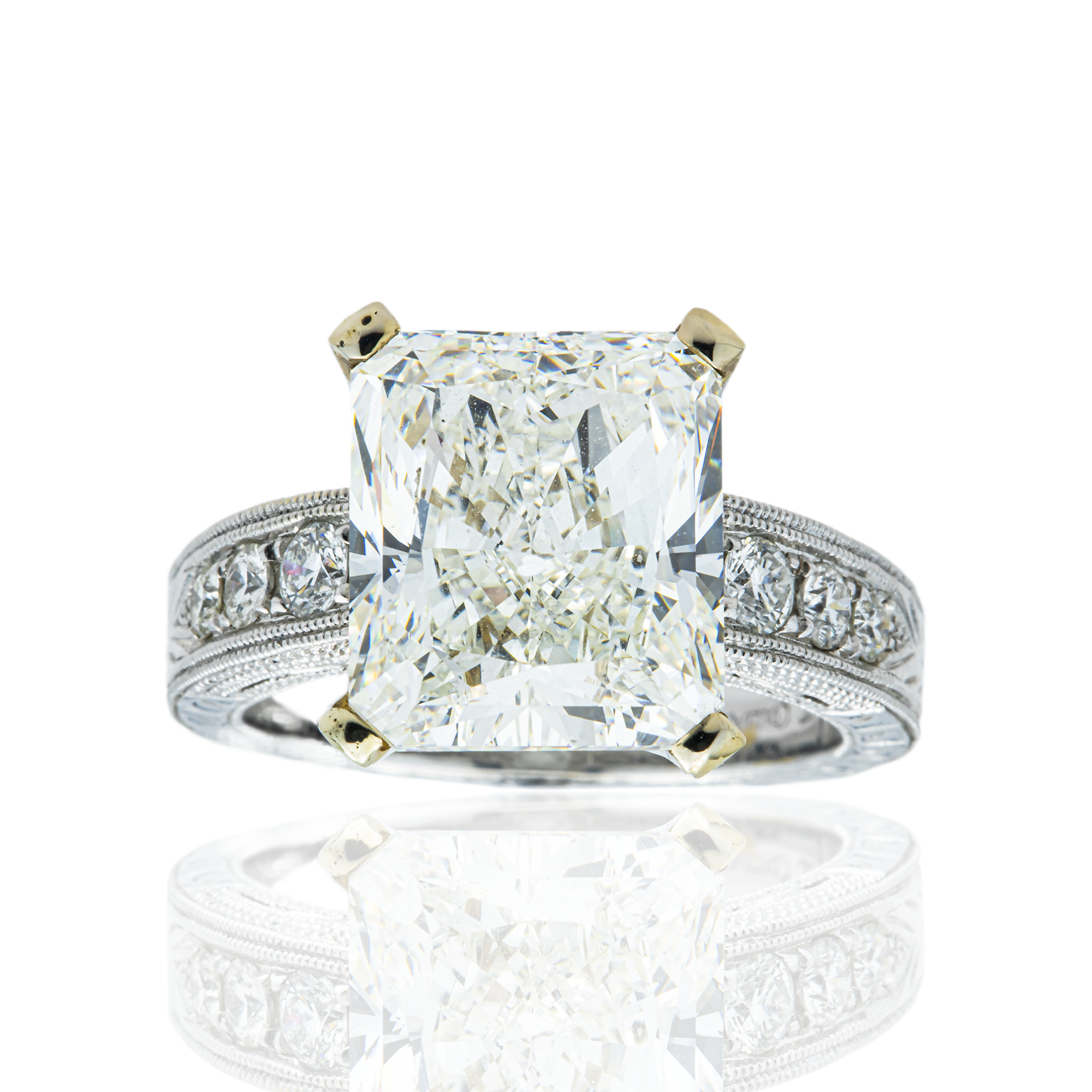 18K White Gold 8.01ct Radiant Diamond Engagement Ring 8.46ctw