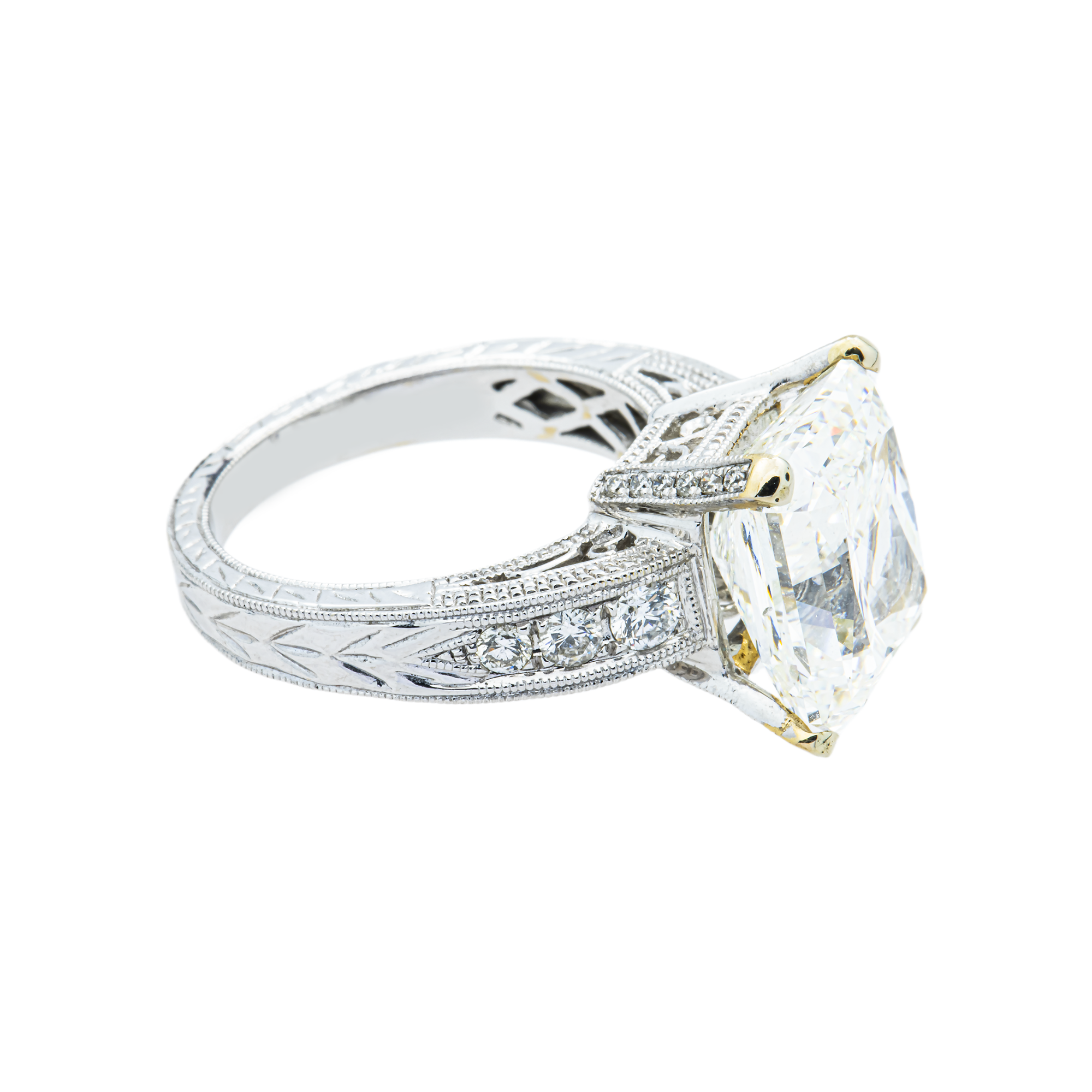 18K White Gold 8.01ct Radiant Diamond Engagement Ring 8.46ctw