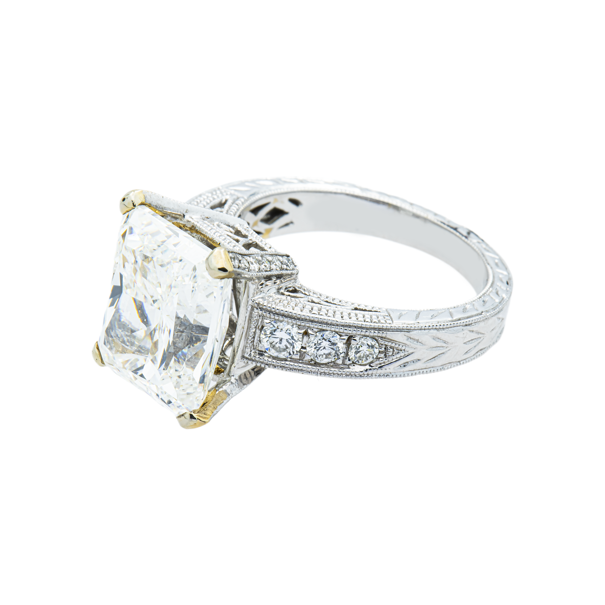 18K White Gold 8.01ct Radiant Diamond Engagement Ring 8.46ctw