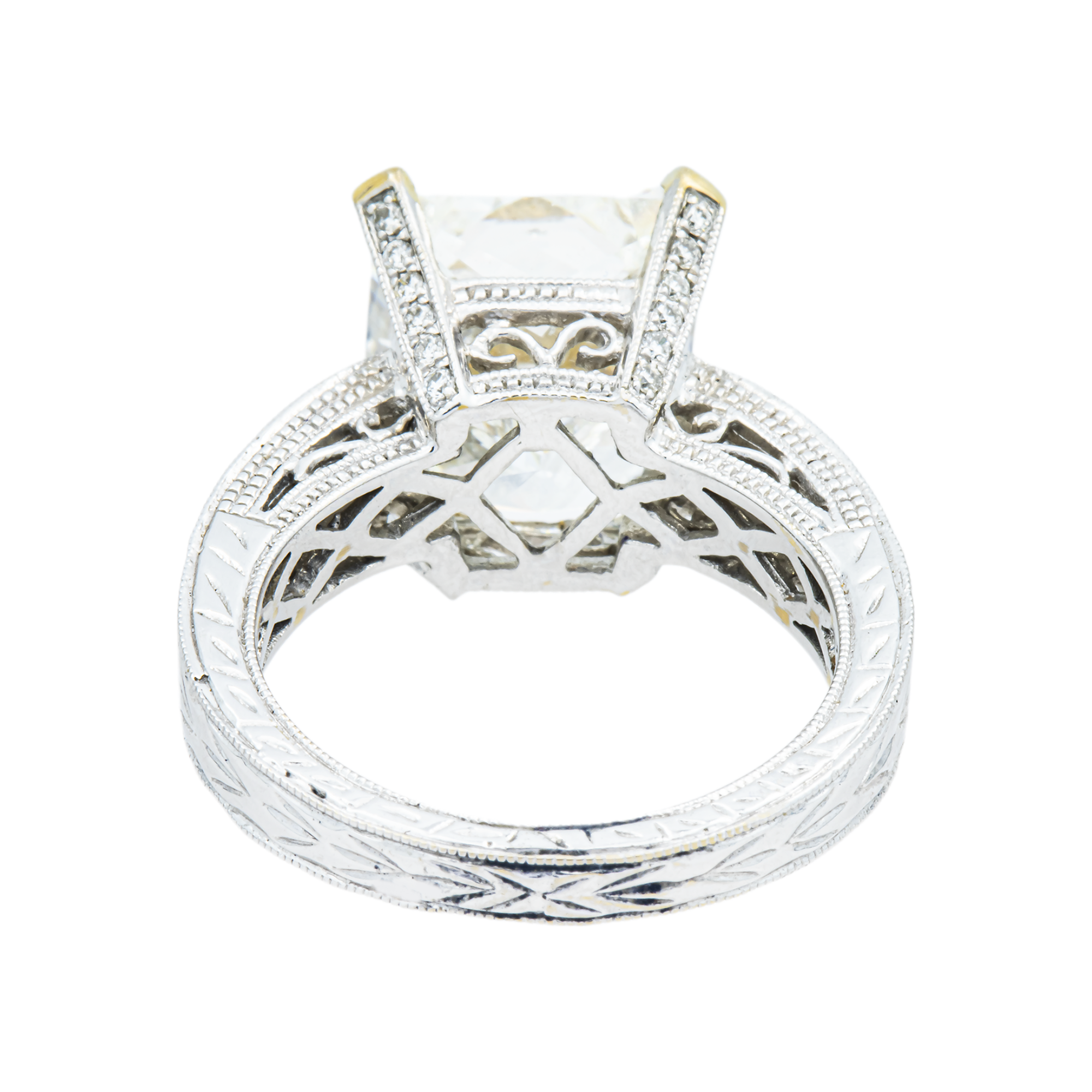 18K White Gold 8.01ct Radiant Diamond Engagement Ring 8.46ctw