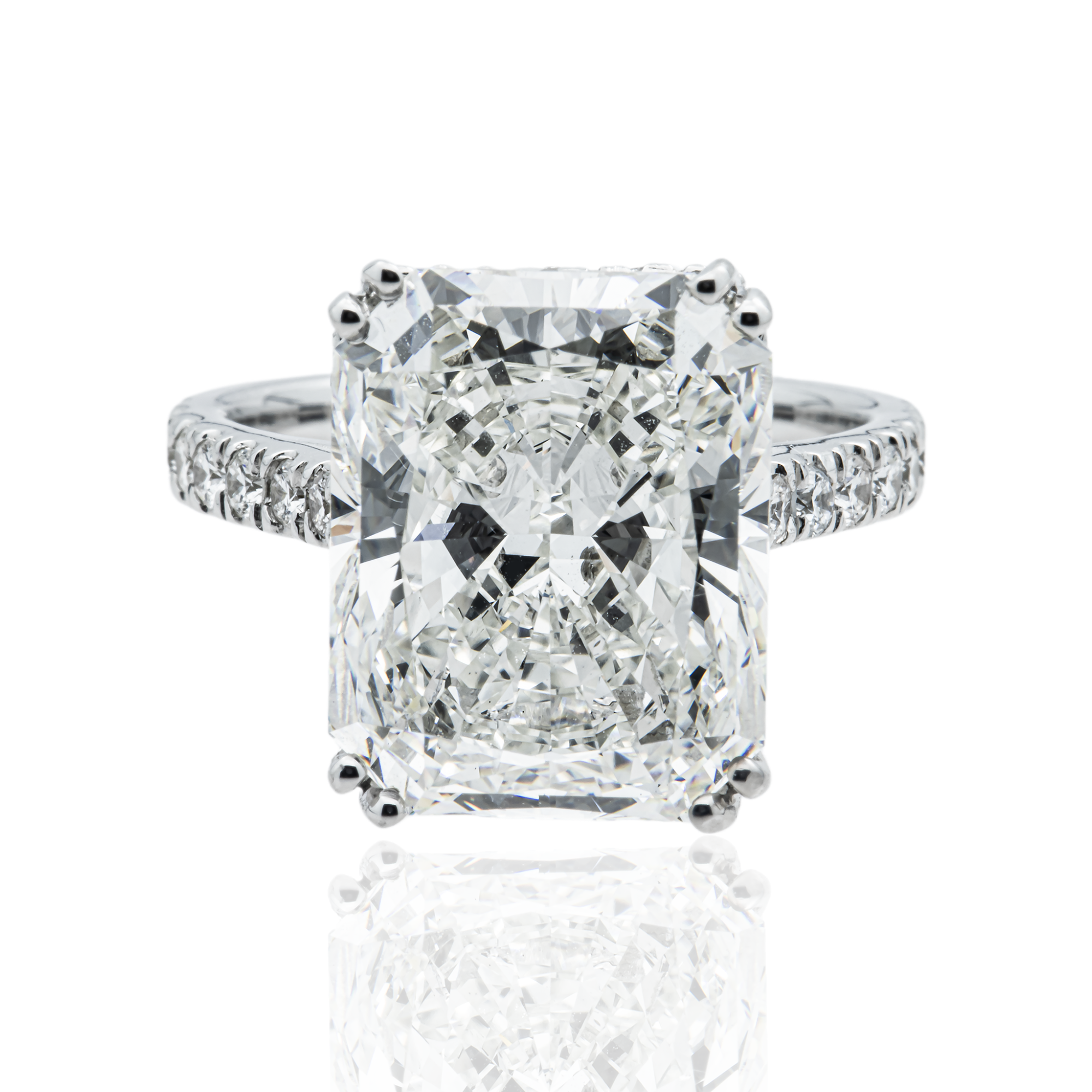 14K White Gold 11.10ct Radiant Diamond Engagement Ring 12.03ctw