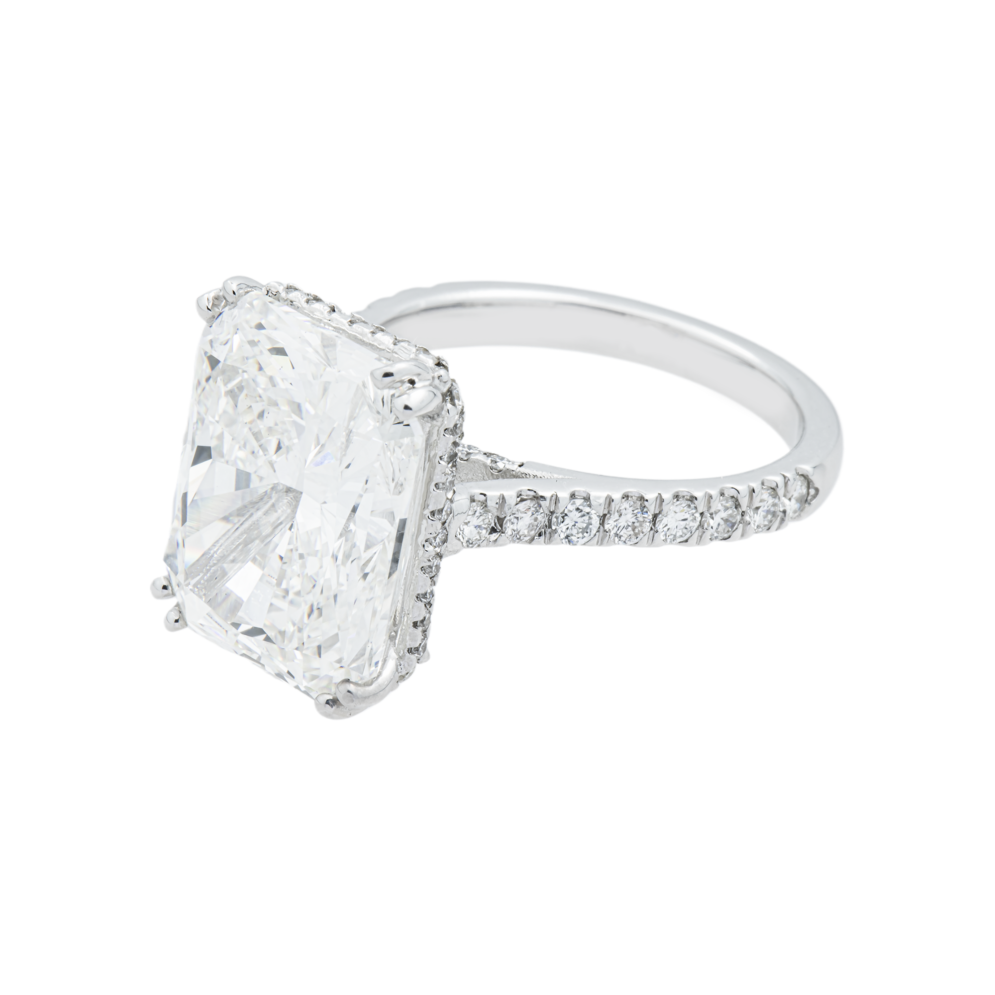 14K White Gold 11.10ct Radiant Diamond Engagement Ring 12.03ctw