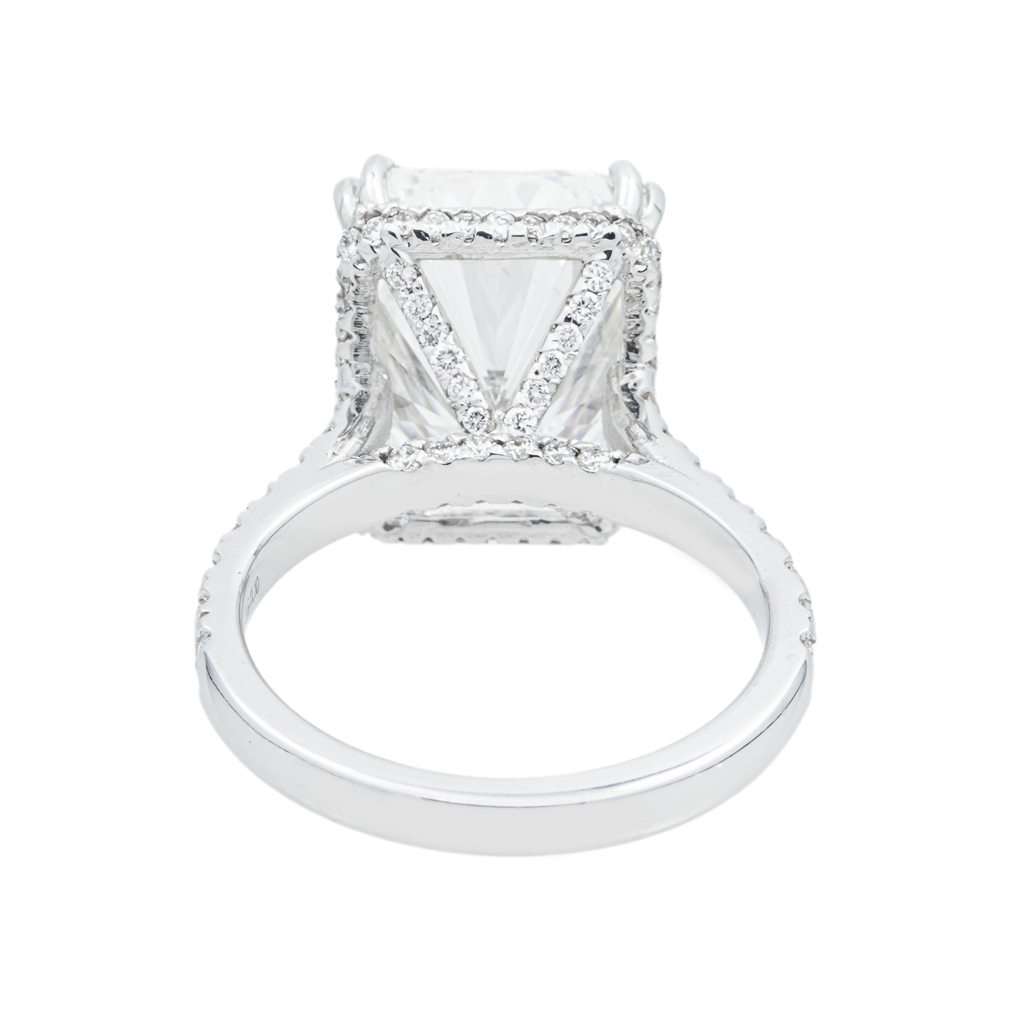 14K White Gold 11.10ct Radiant Diamond Engagement Ring 12.03ctw