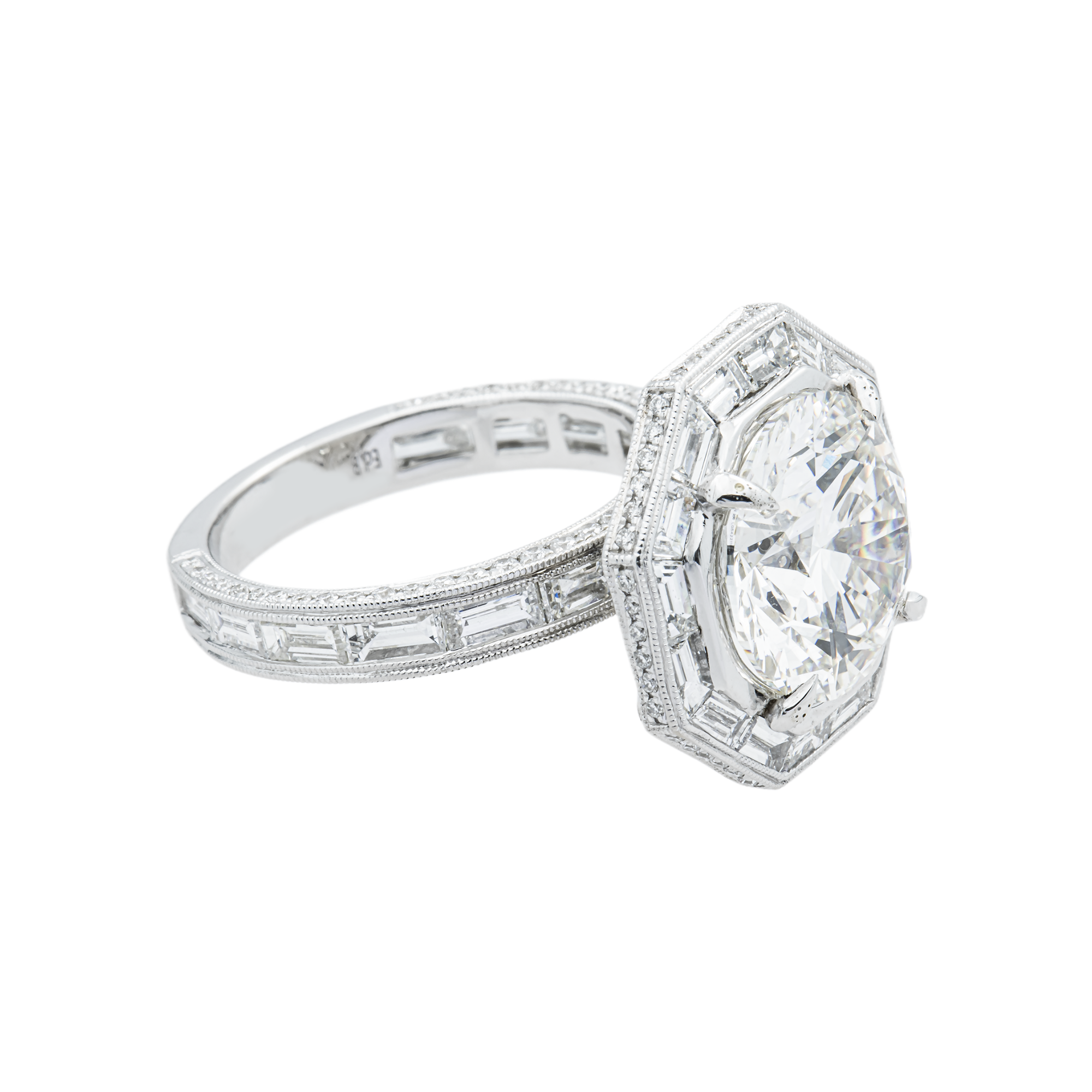 18K White Gold 5.38ct Round Diamond Engagement Ring 8.13ctw
