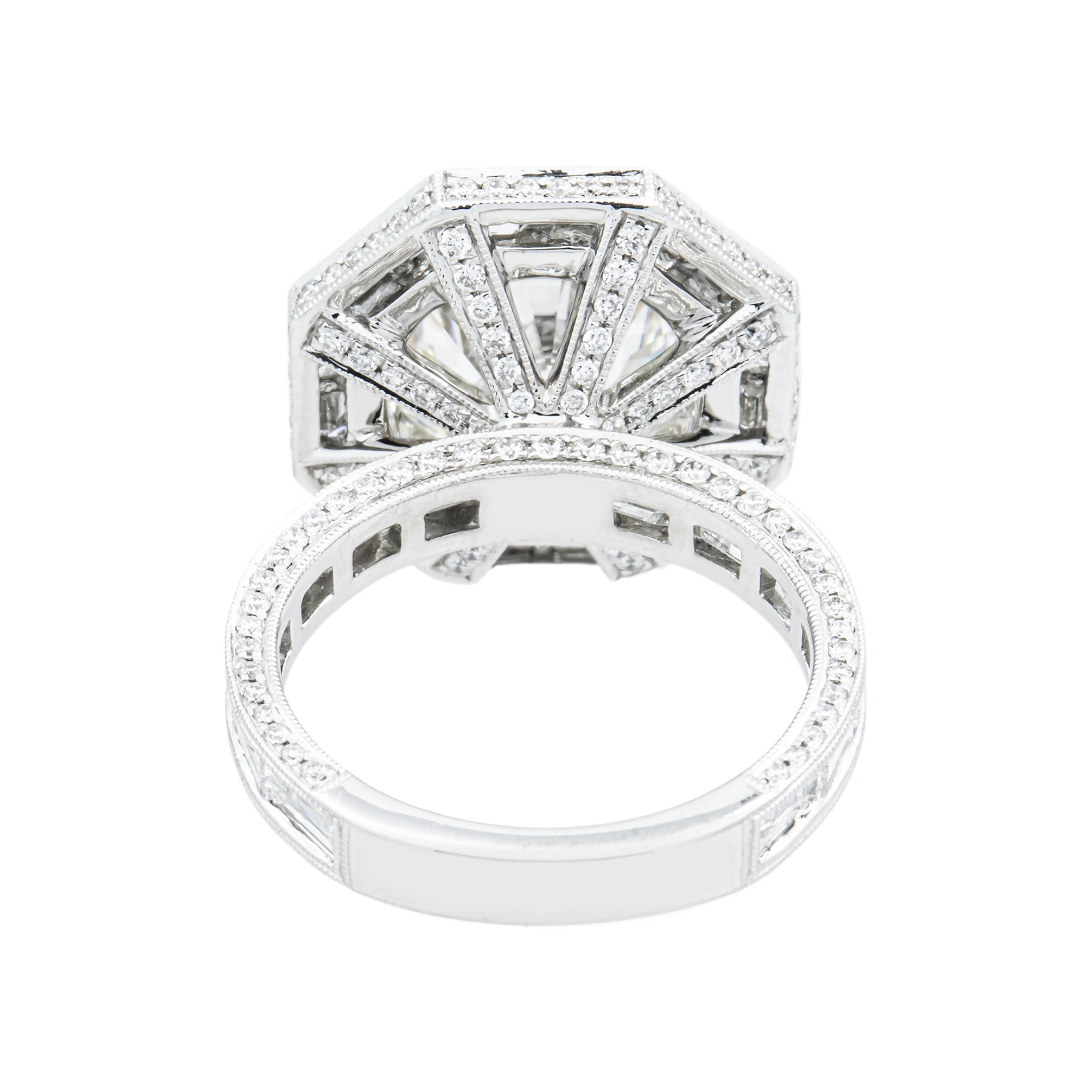 18K White Gold 5.38ct Round Diamond Engagement Ring 8.13ctw