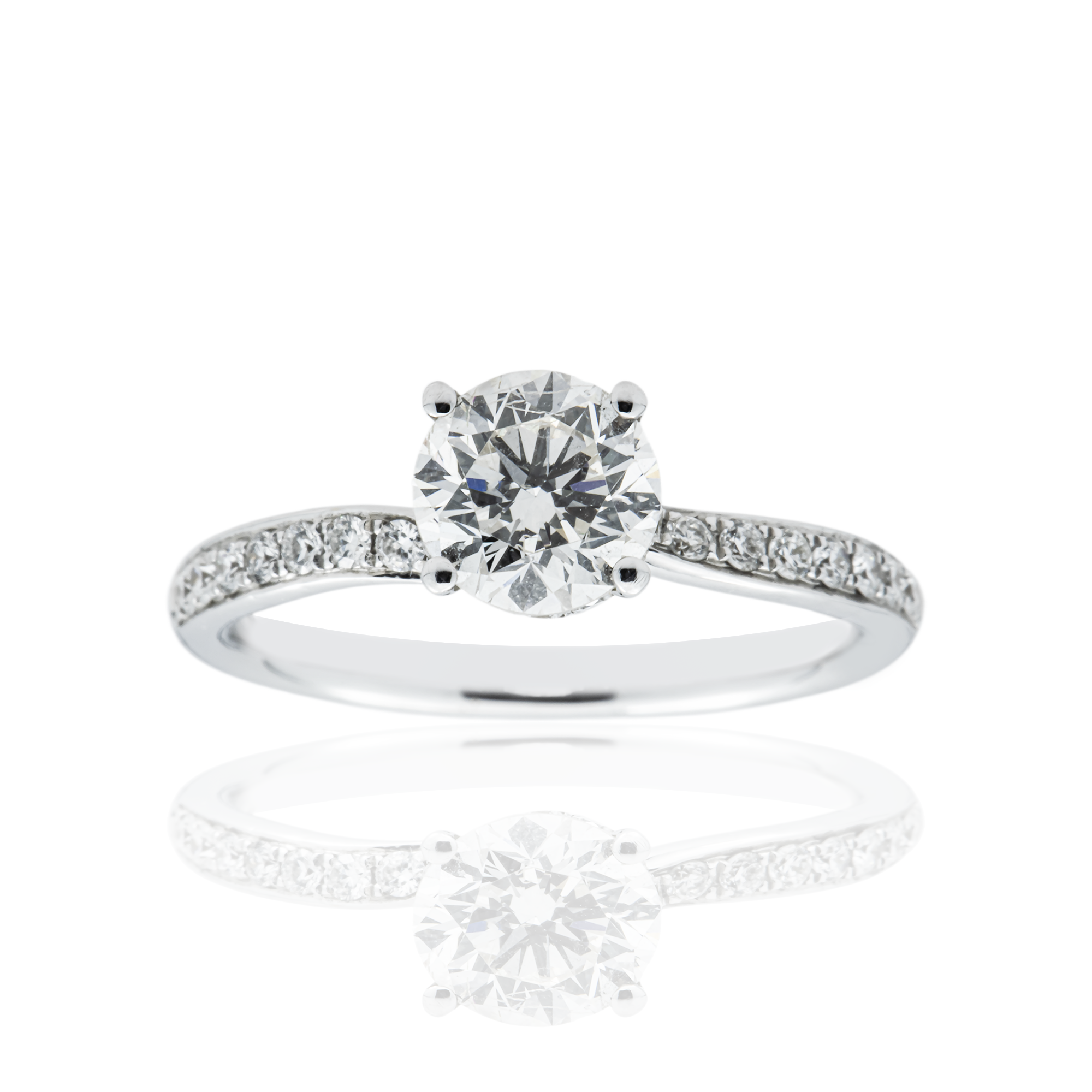 18K White Gold 1.13ct Round Diamond Engagement Ring 1.56ctw