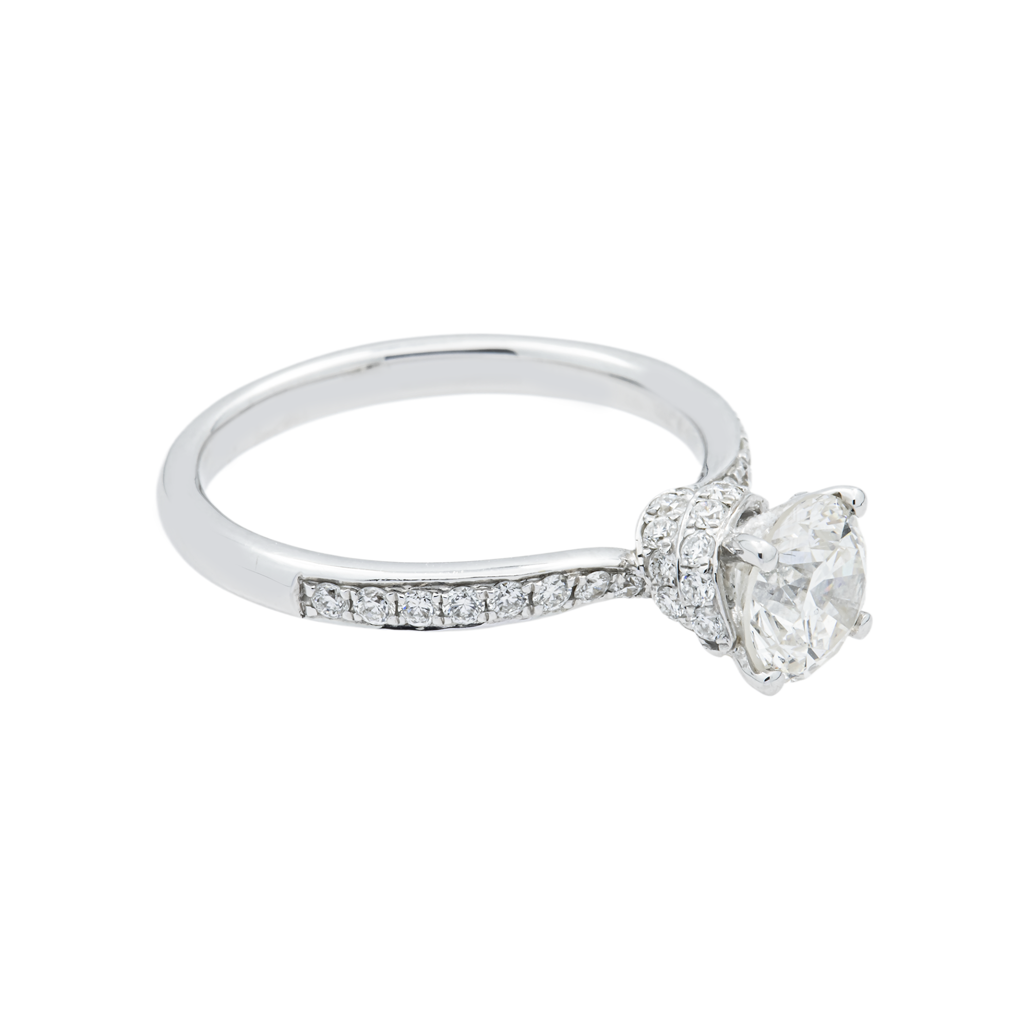 18K White Gold 1.13ct Round Diamond Engagement Ring 1.56ctw