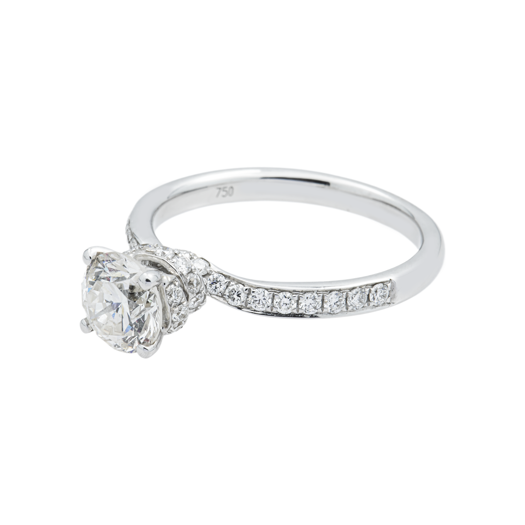 18K White Gold 1.13ct Round Diamond Engagement Ring 1.56ctw