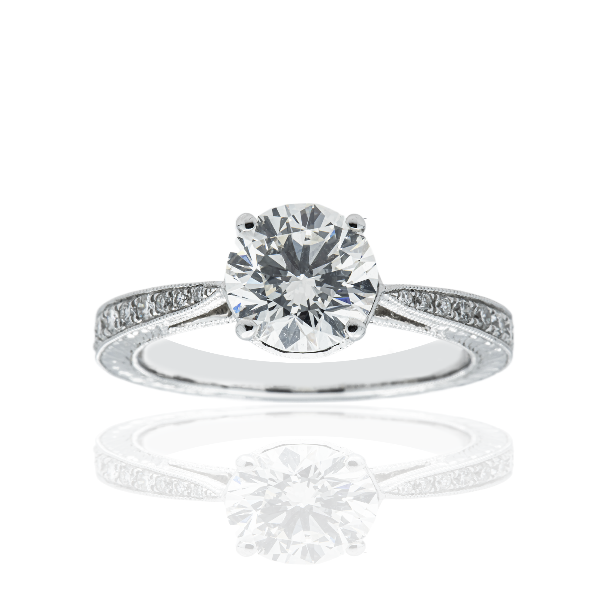 18K White Gold 1.59ct Round Diamond Engagement Ring 2.01ctw