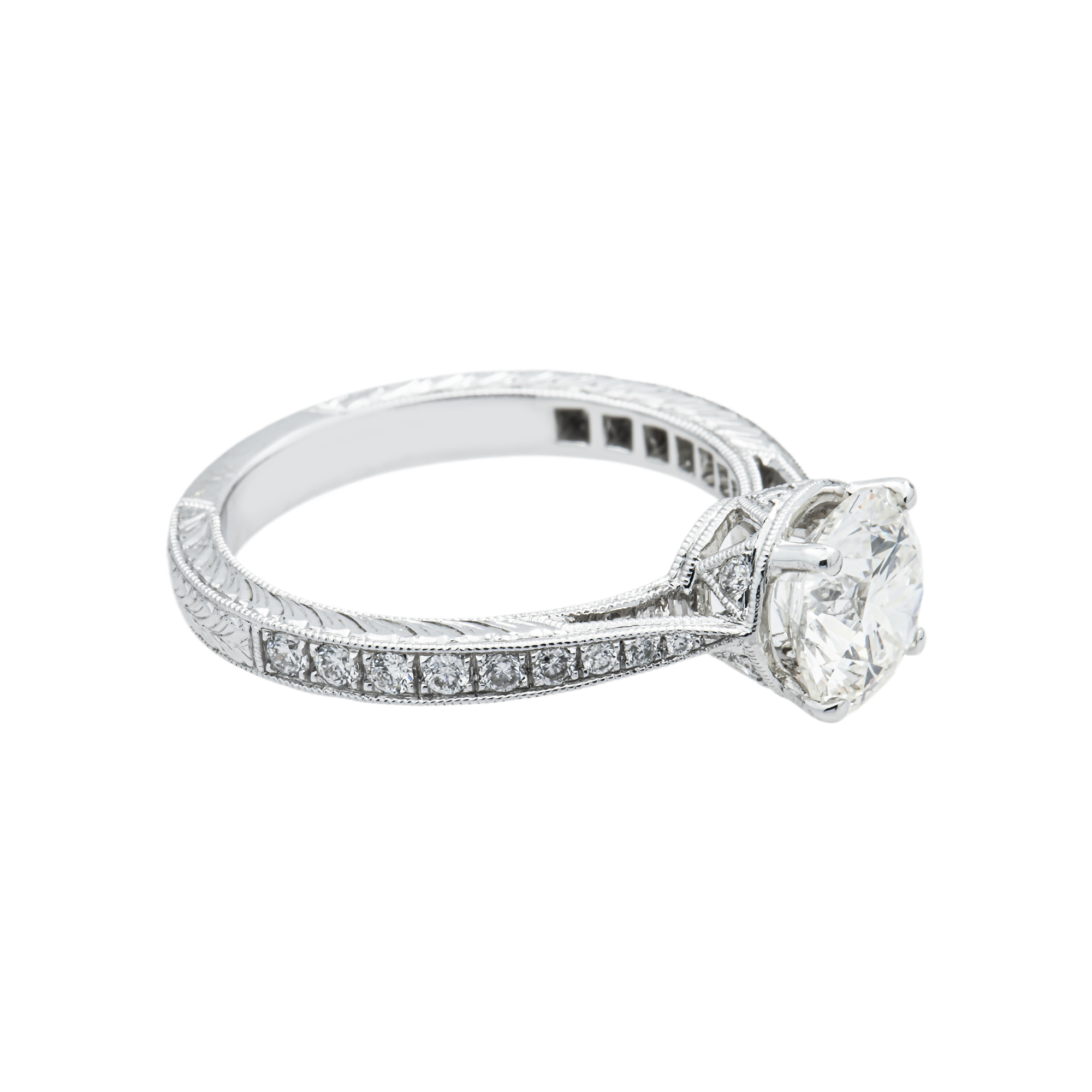 18K White Gold 1.59ct Round Diamond Engagement Ring 2.01ctw