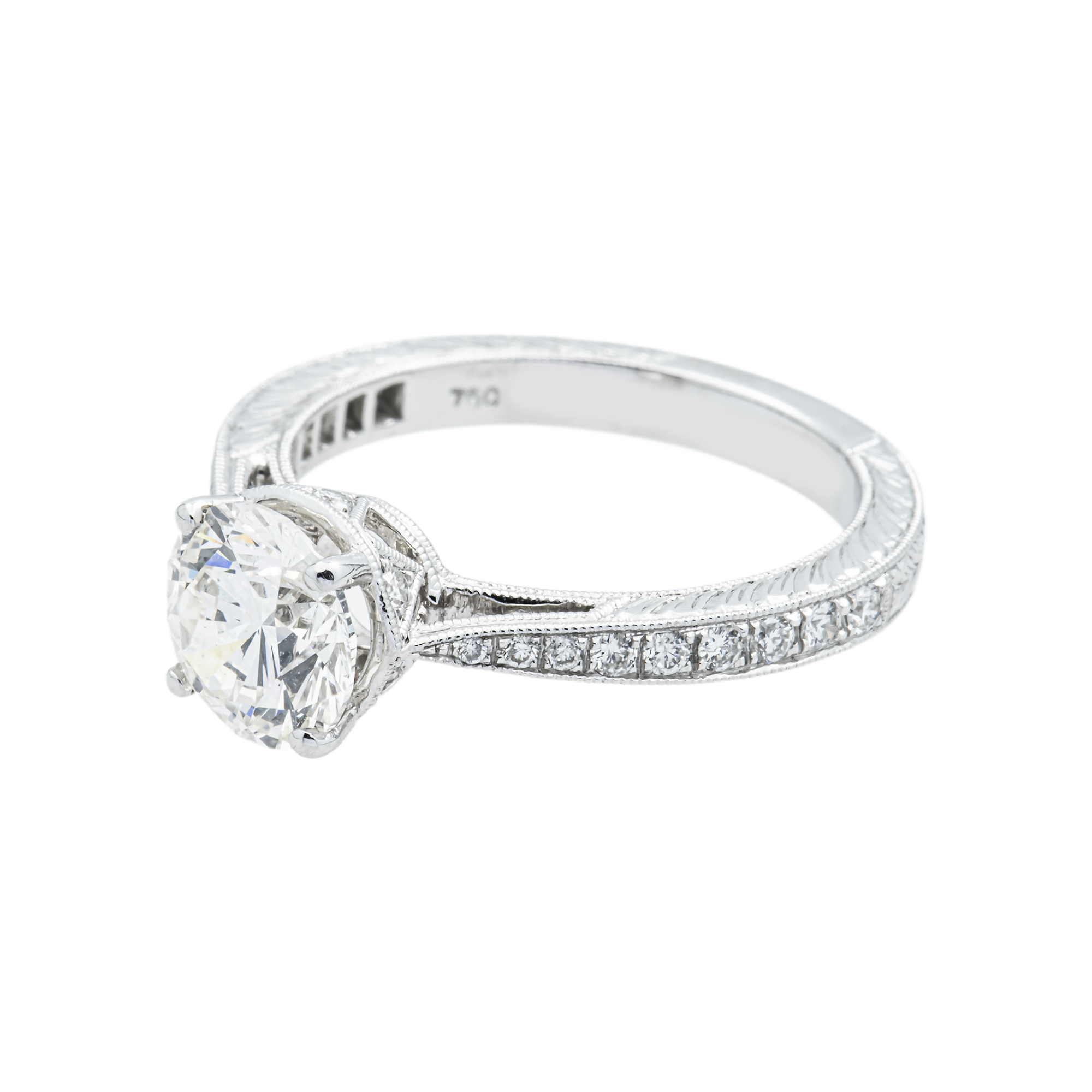 18K White Gold 1.59ct Round Diamond Engagement Ring 2.01ctw