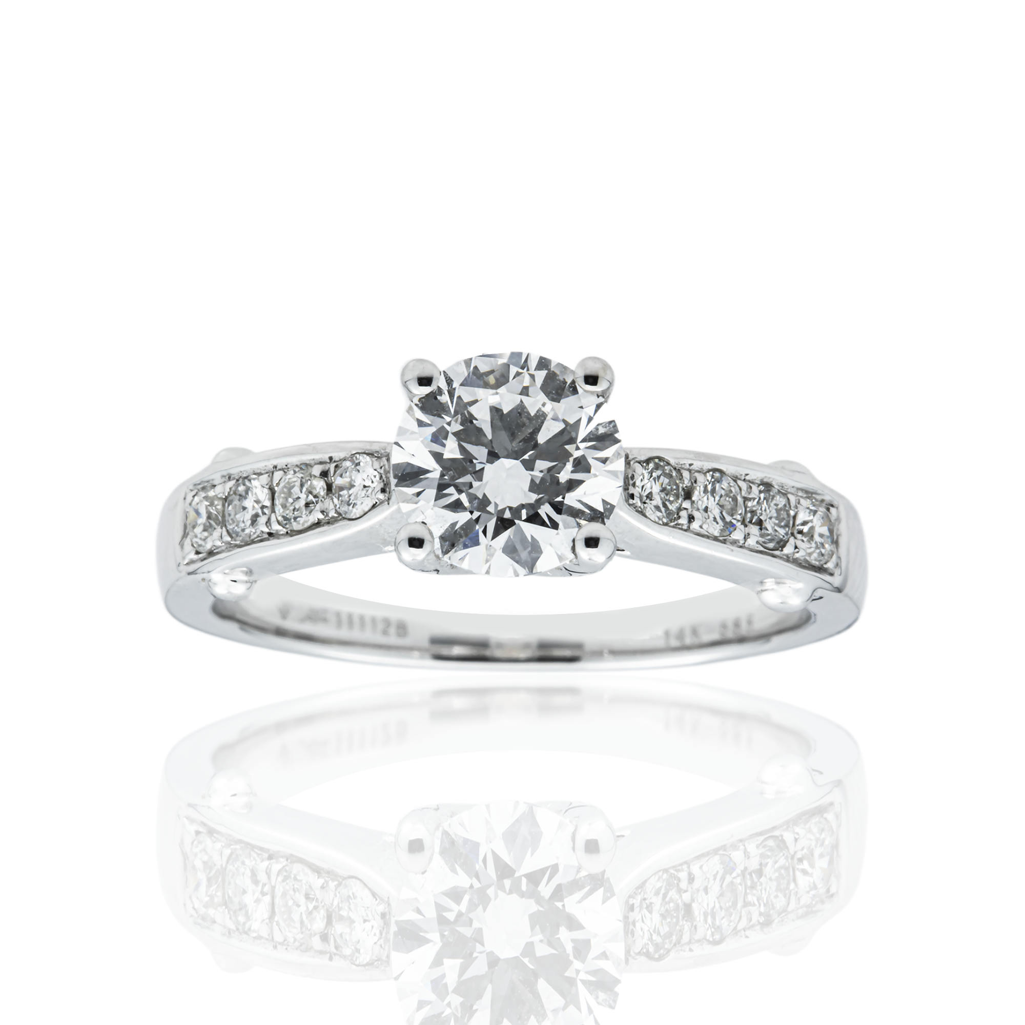 14K White Gold 1.09ct Round Diamond Engagement Ring 1.34ctw