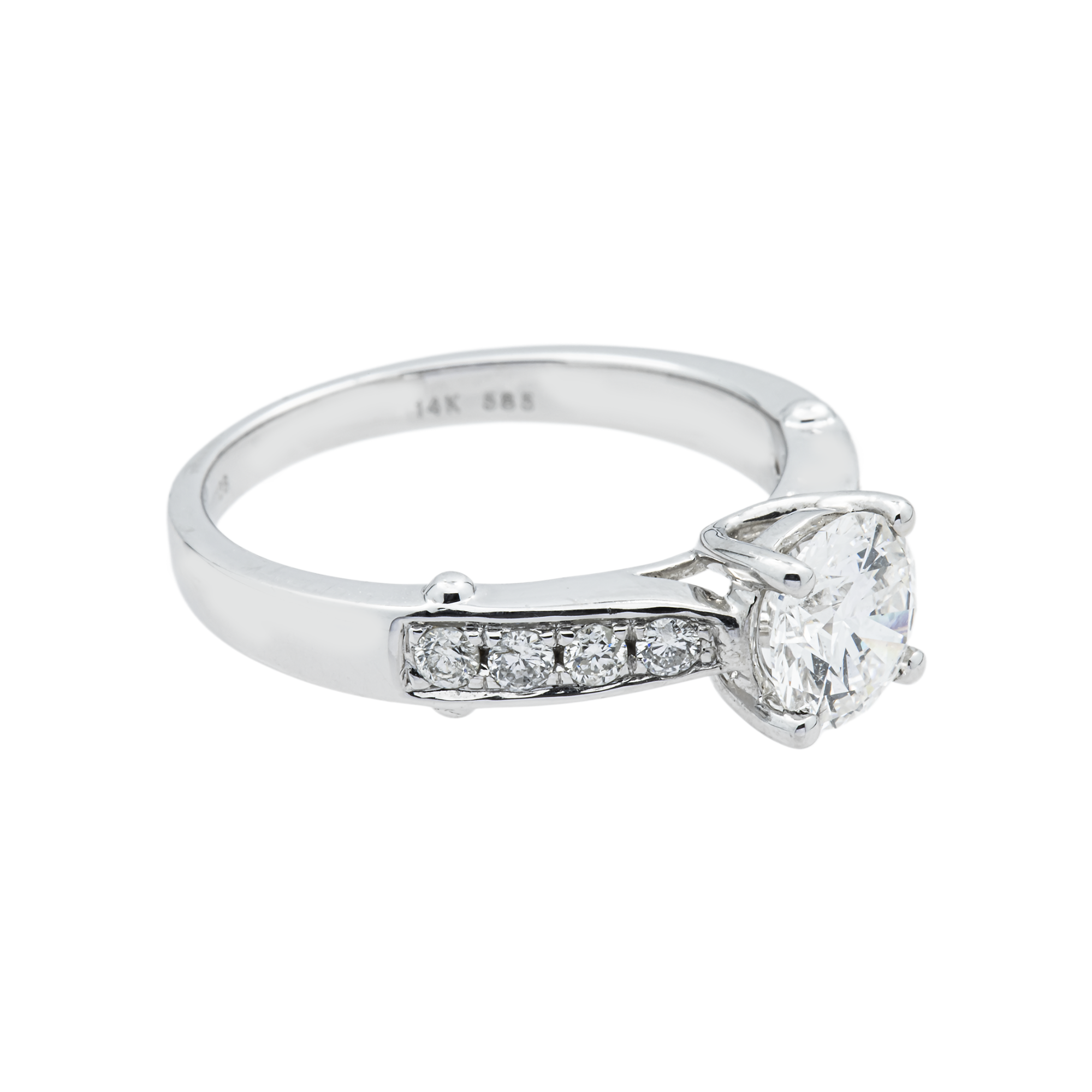 14K White Gold 1.09ct Round Diamond Engagement Ring 1.34ctw