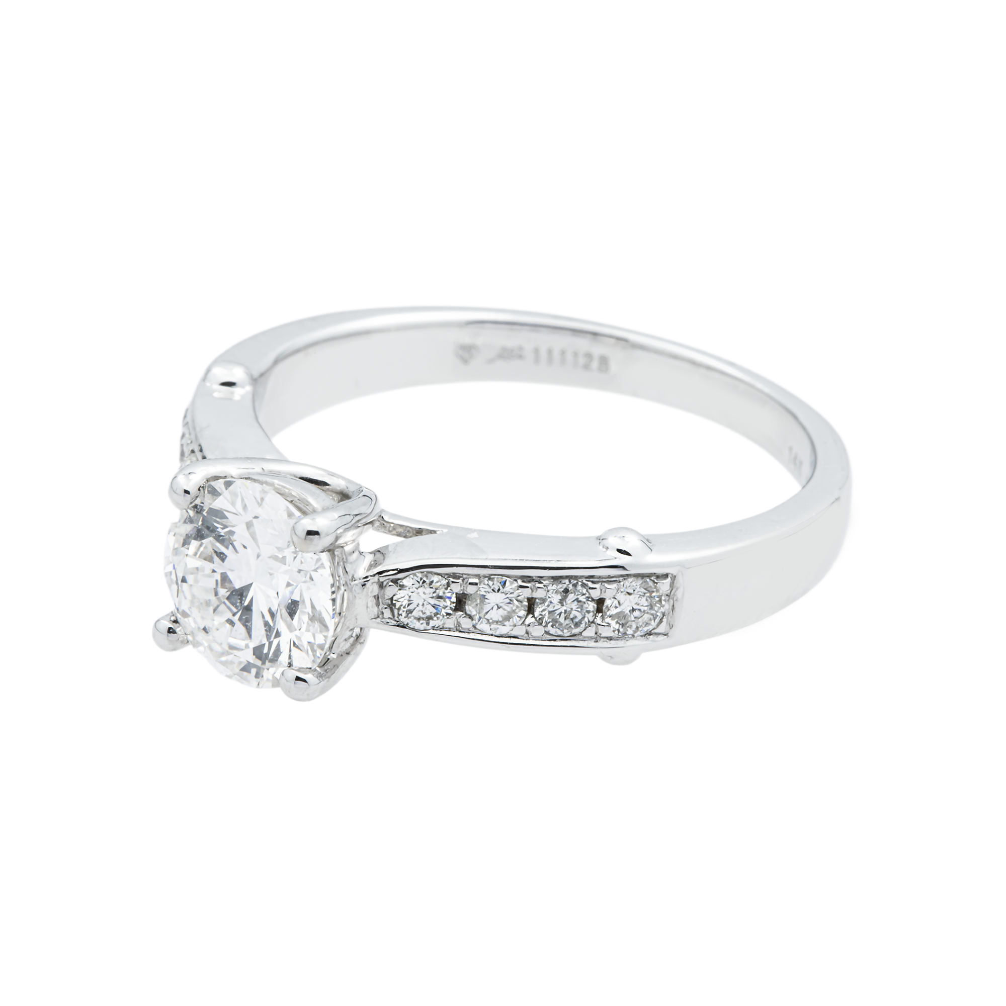 14K White Gold 1.09ct Round Diamond Engagement Ring 1.34ctw