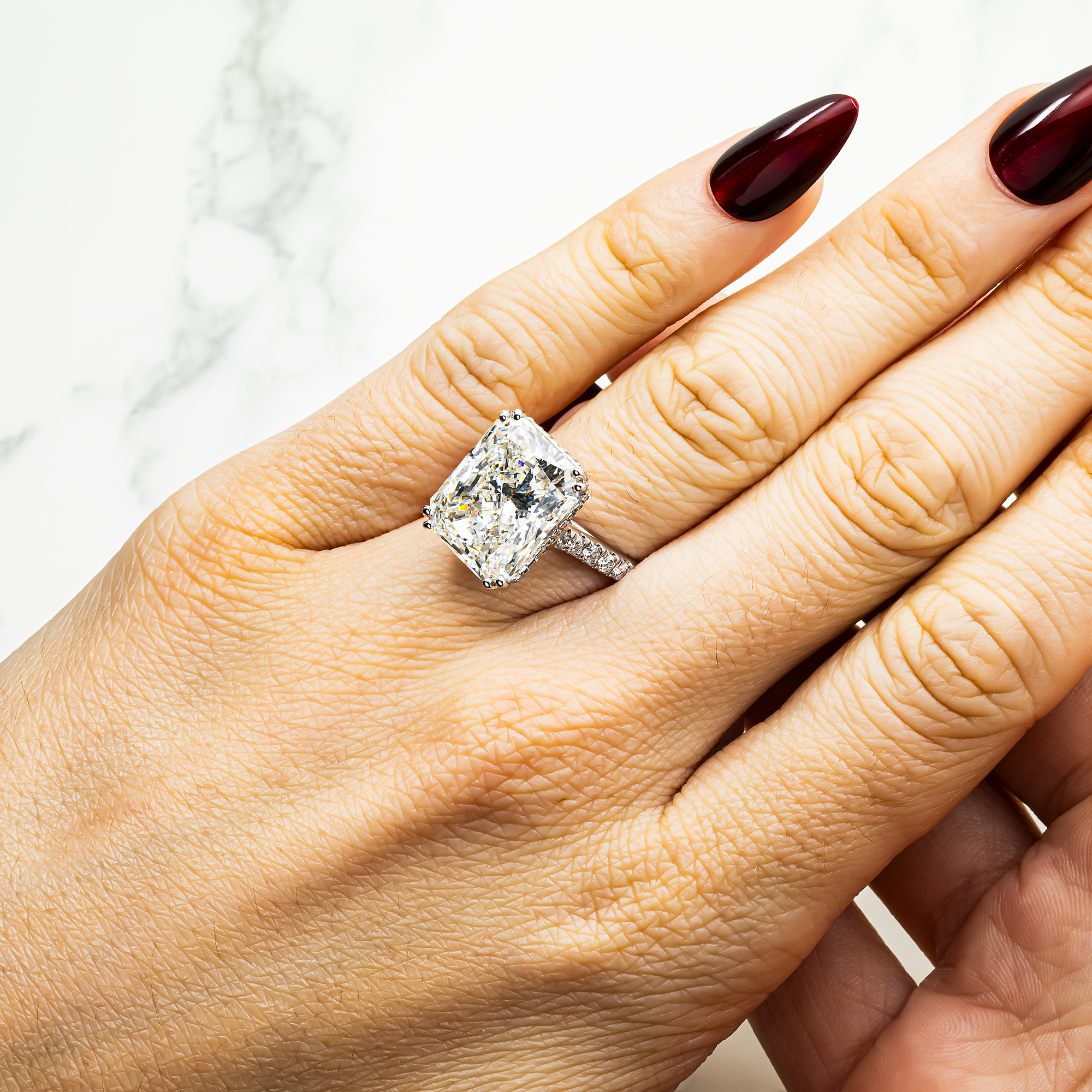 14K White Gold 11.10ct Radiant Diamond Engagement Ring 12.03ctw