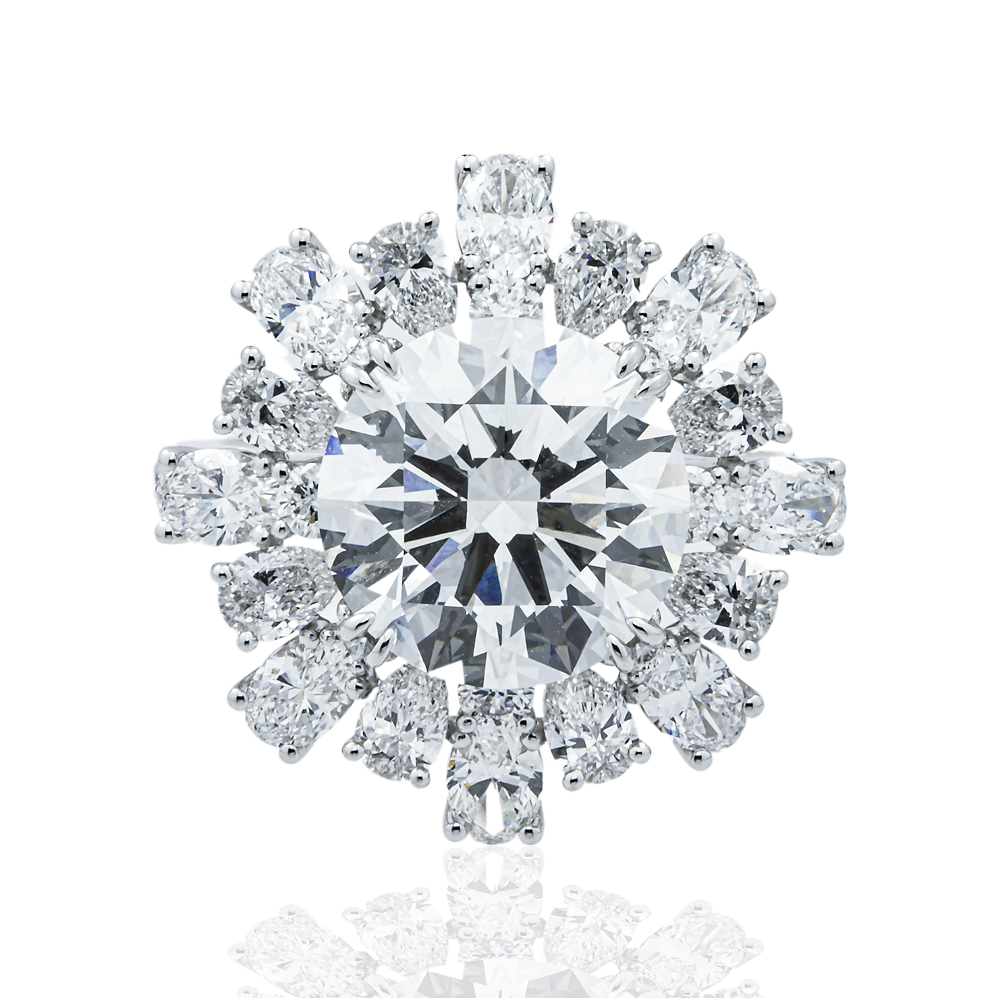 18K White Gold 4.61ct Round Diamond Engagement Ring 6.96ctw