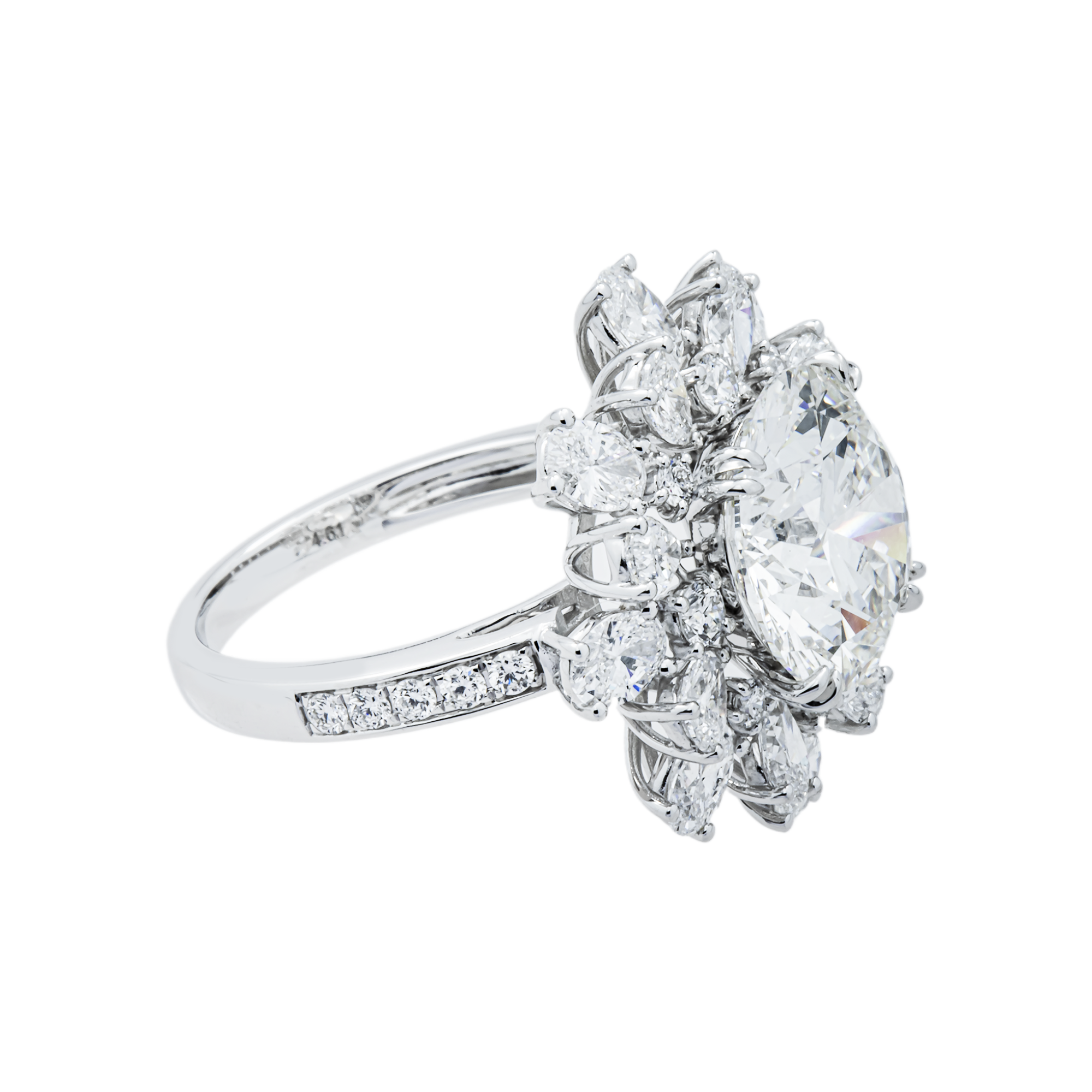 18K White Gold 4.61ct Round Diamond Engagement Ring 6.96ctw