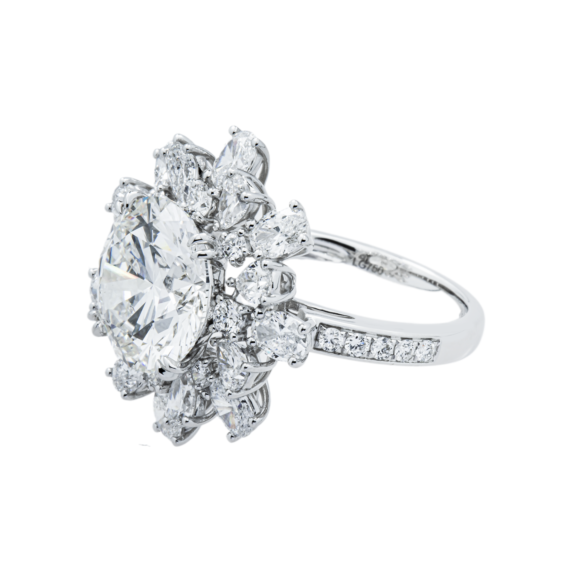 18K White Gold 4.61ct Round Diamond Engagement Ring 6.96ctw