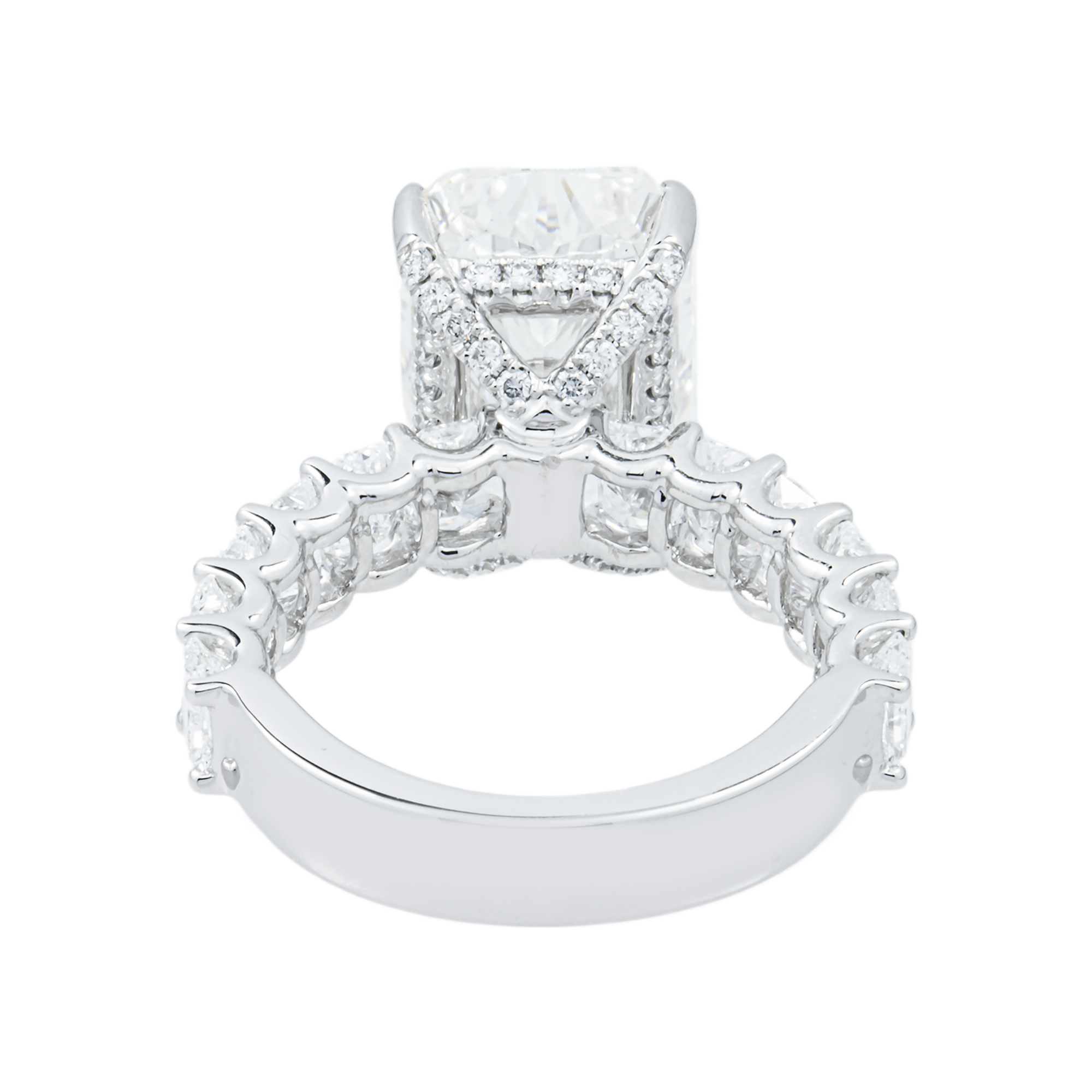 18K White Gold 7.65ct Radiant Diamond Engagement Ring 10.4ctw