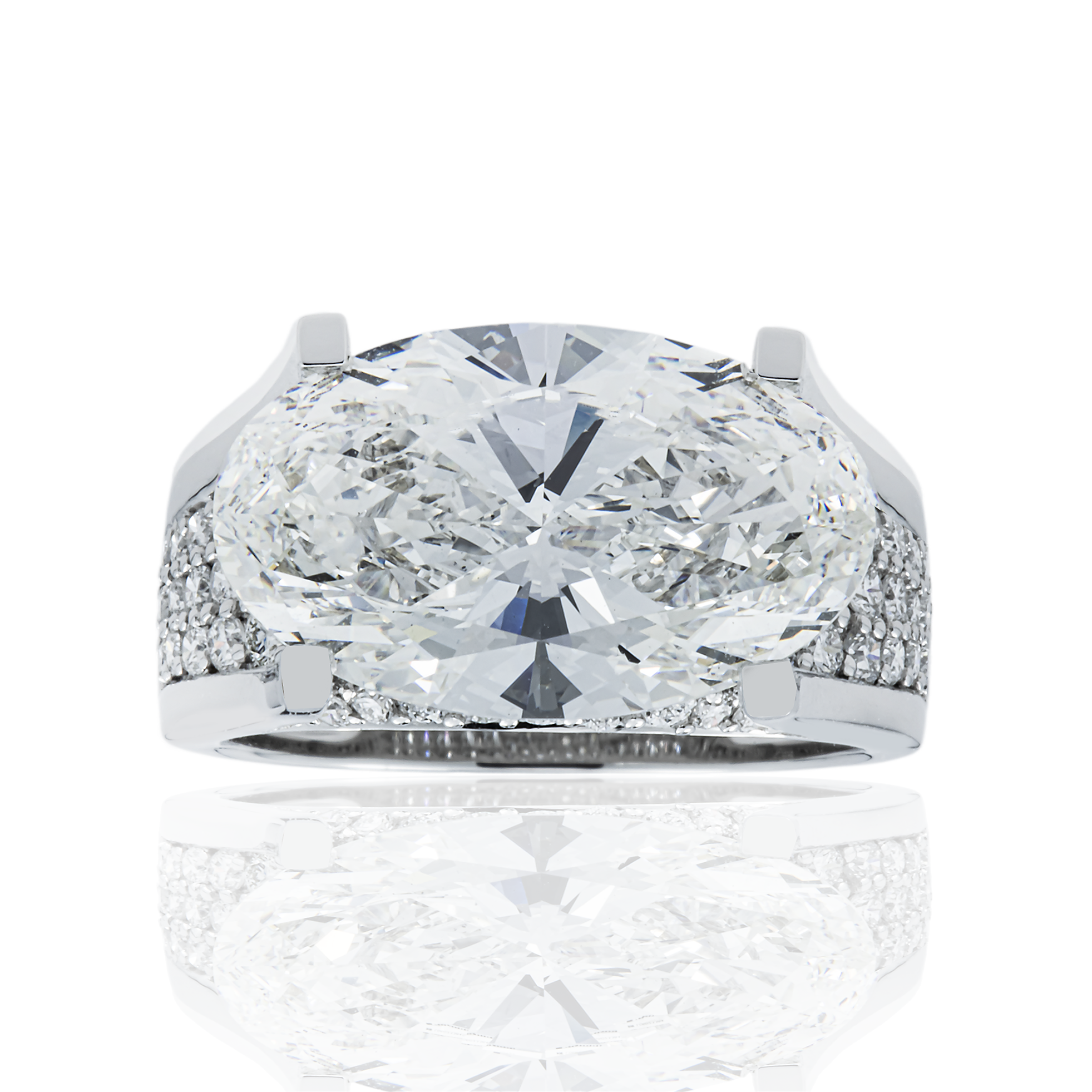 18K White Gold 6.54ct Oval Diamond Engagement Ring 7.78ctw