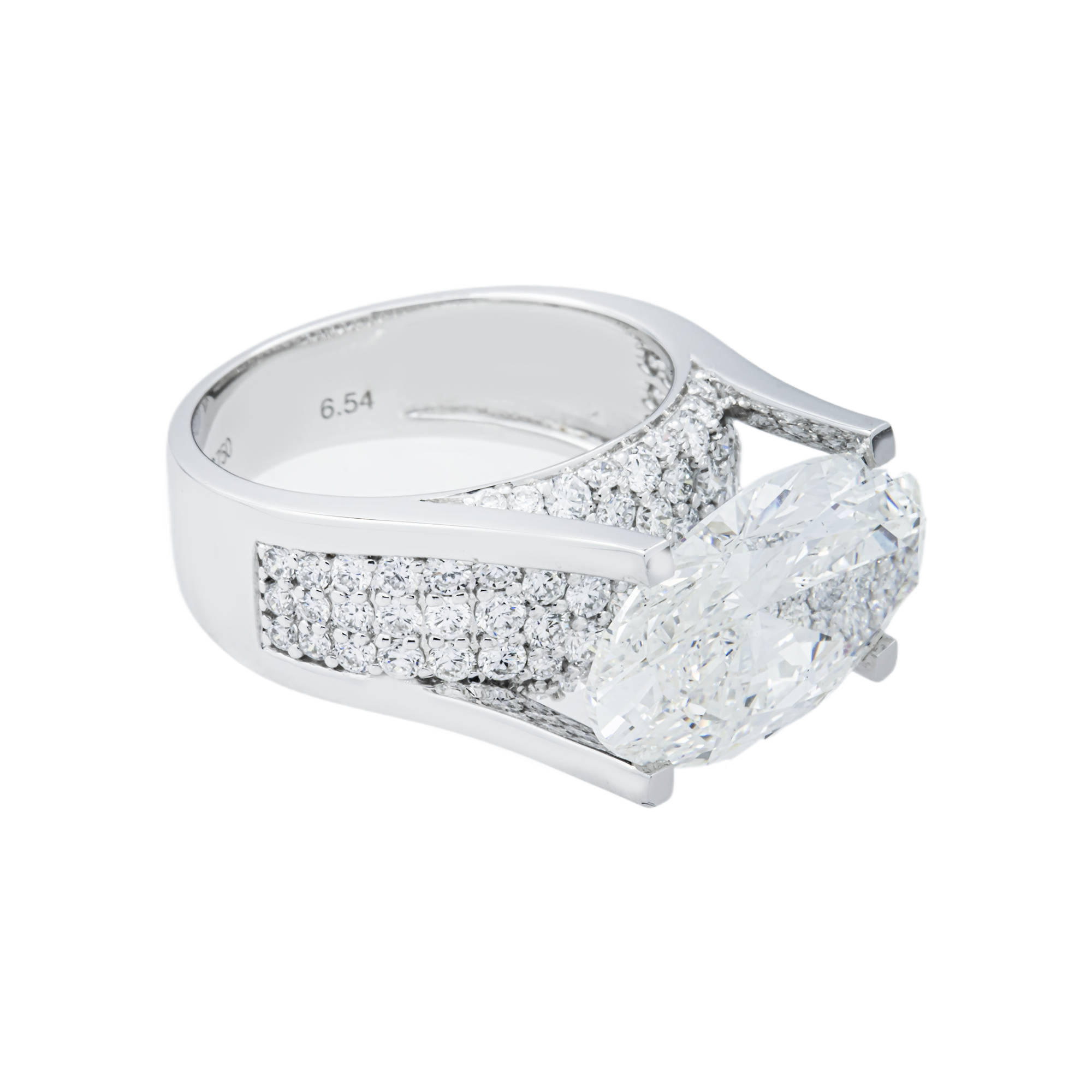 18K White Gold 6.54ct Oval Diamond Engagement Ring 7.78ctw