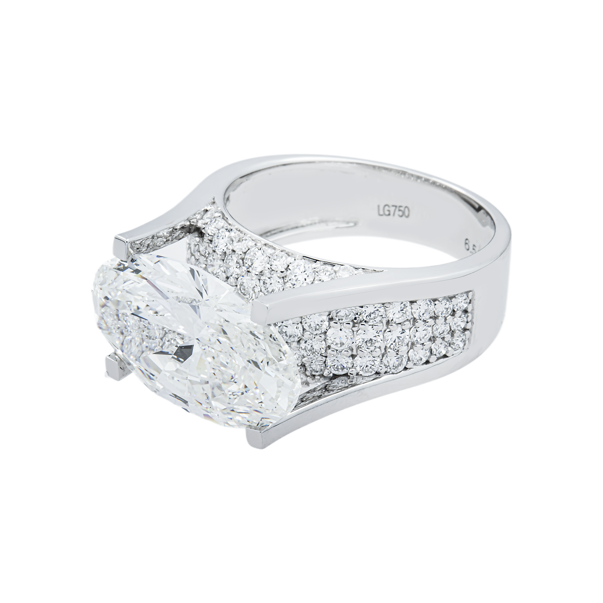 18K White Gold 6.54ct Oval Diamond Engagement Ring 7.78ctw
