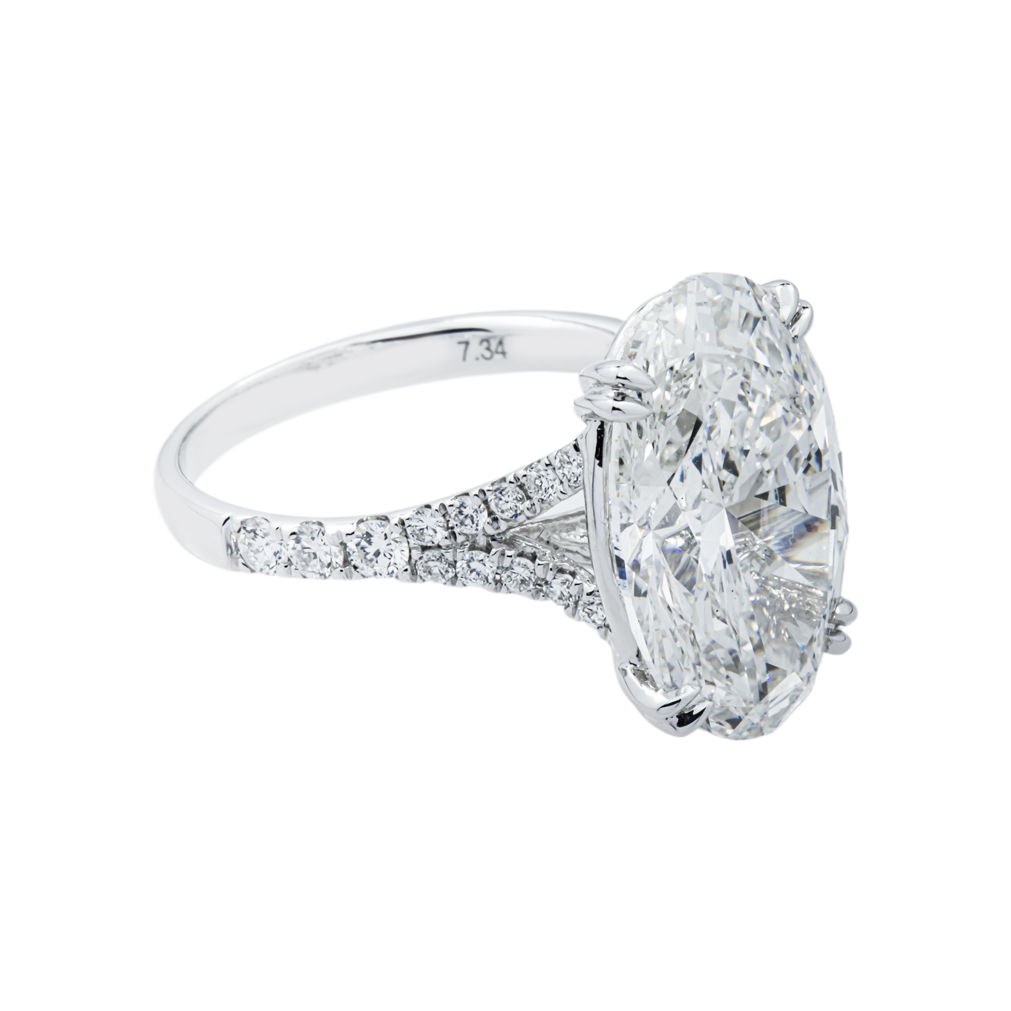 18K White Gold 7.34ct Oval Diamond Engagement Ring 7.77ctw