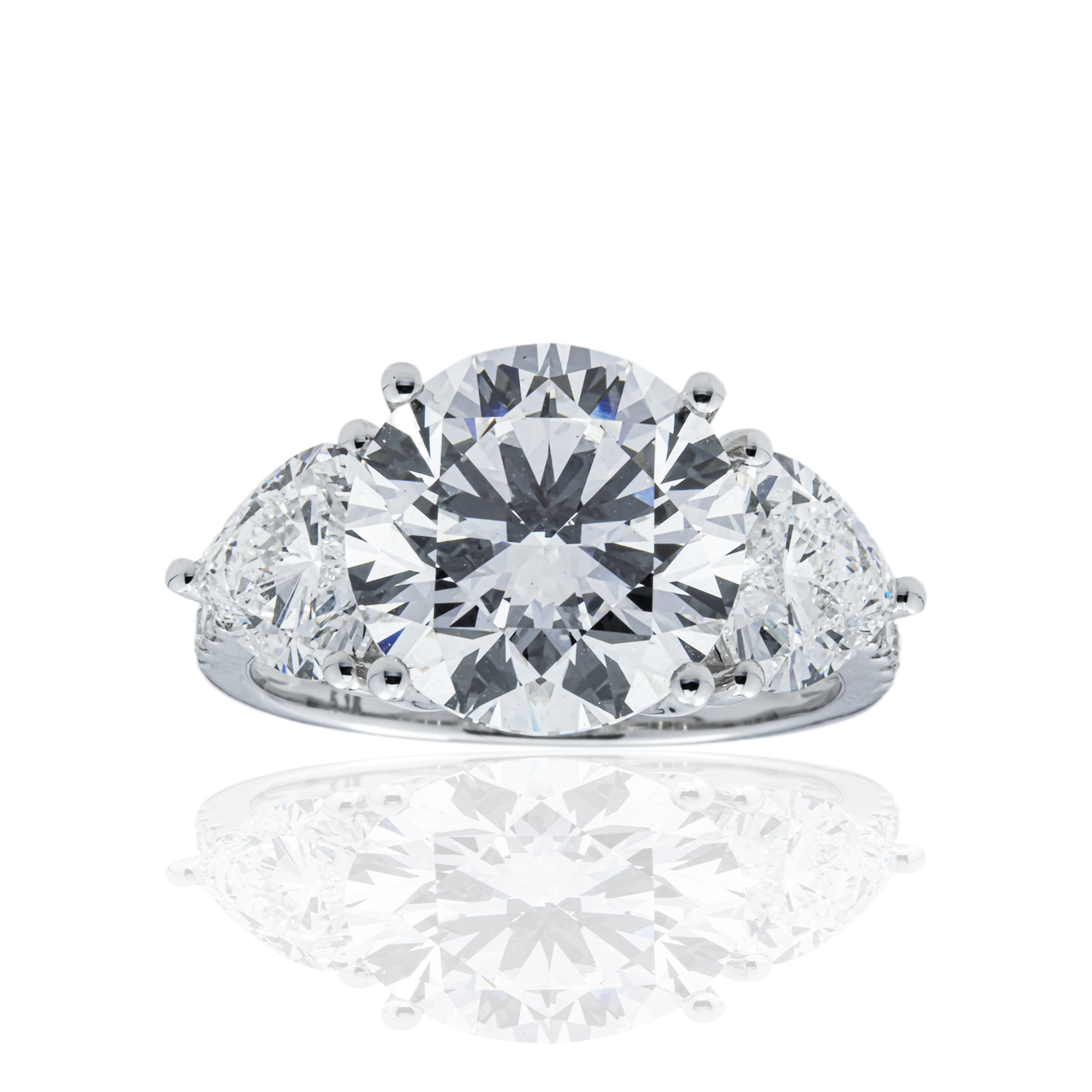 18K White Gold 5.18ct Round Diamond Engagement Ring 7.14ctw