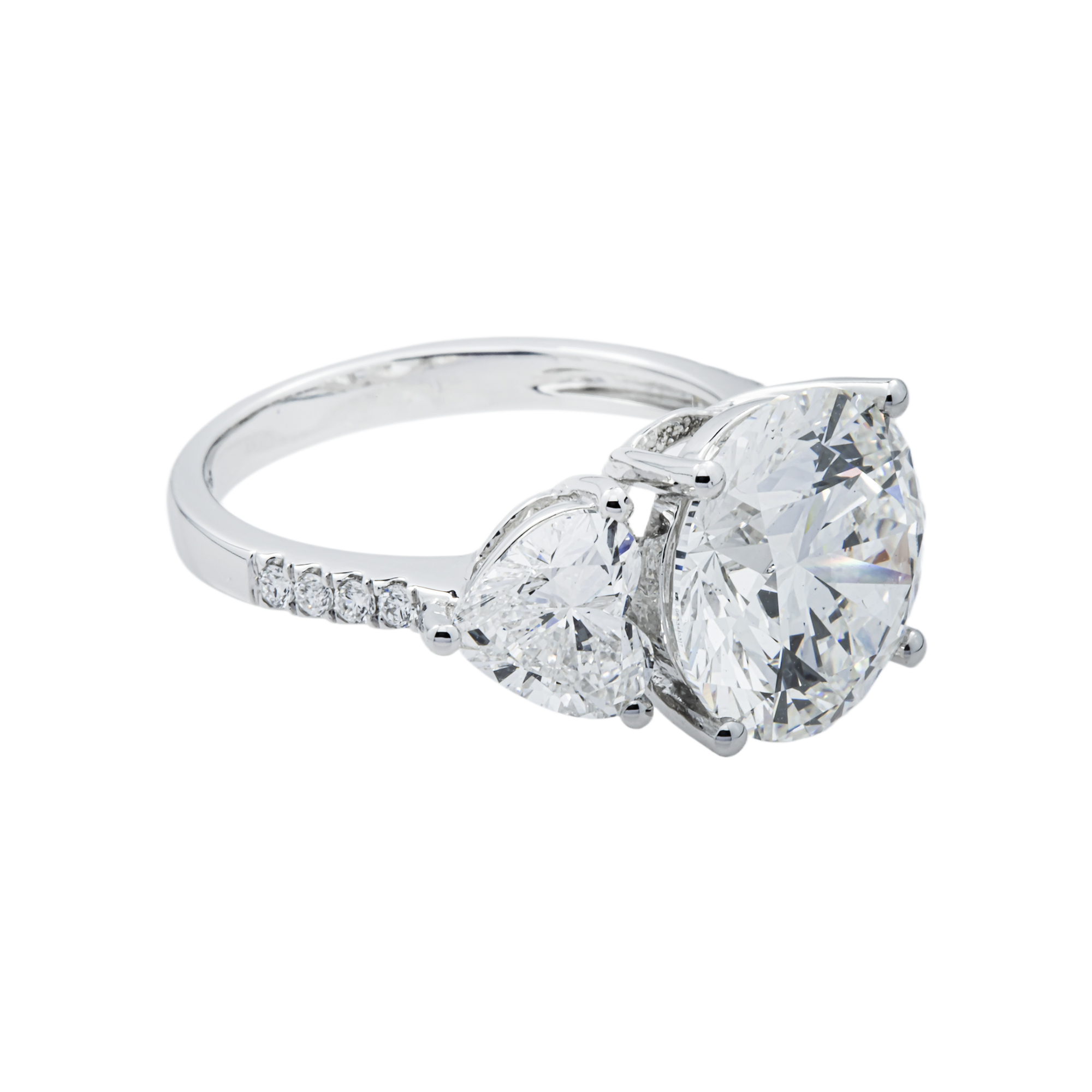 18K White Gold 5.18ct Round Diamond Engagement Ring 7.14ctw