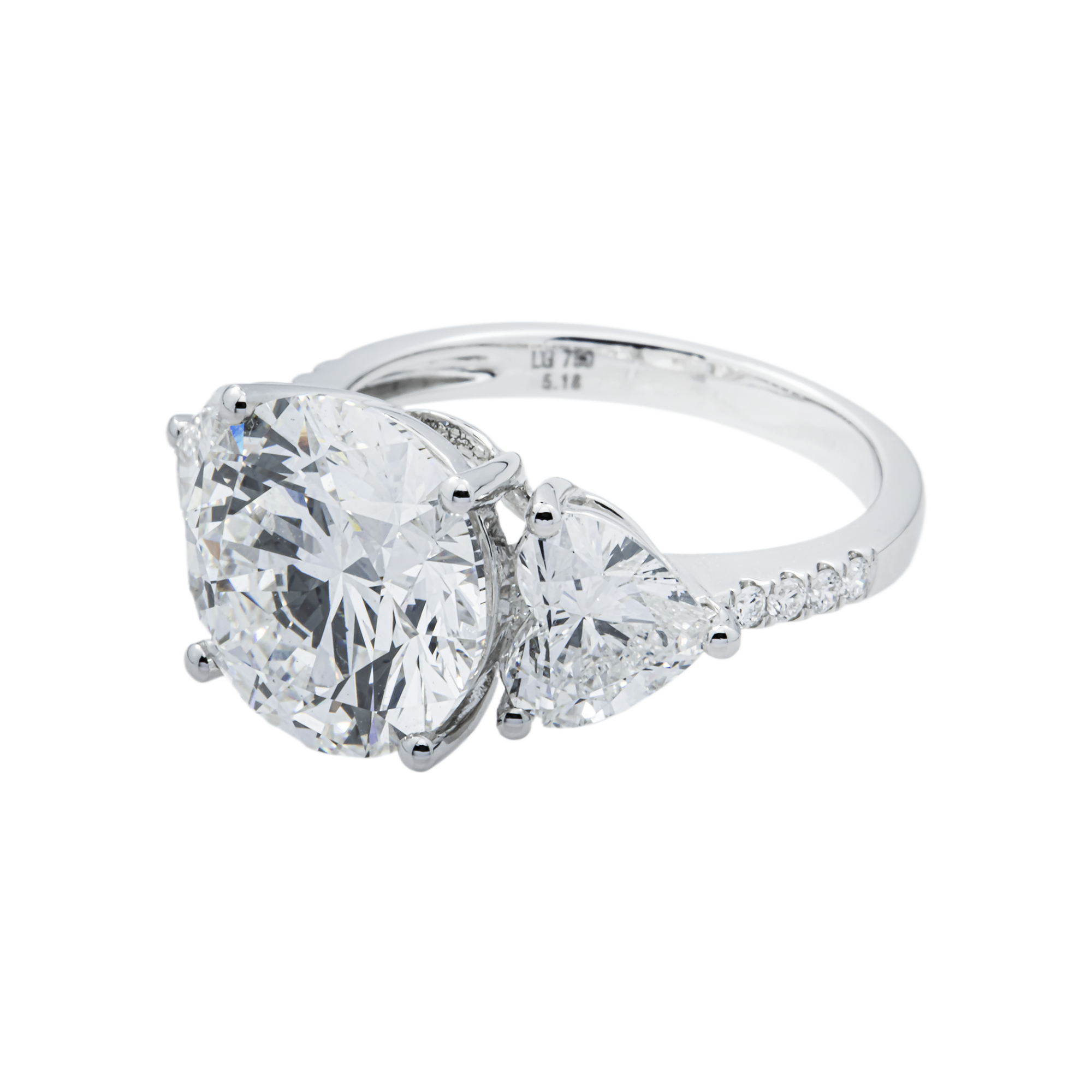 18K White Gold 5.18ct Round Diamond Engagement Ring 7.14ctw