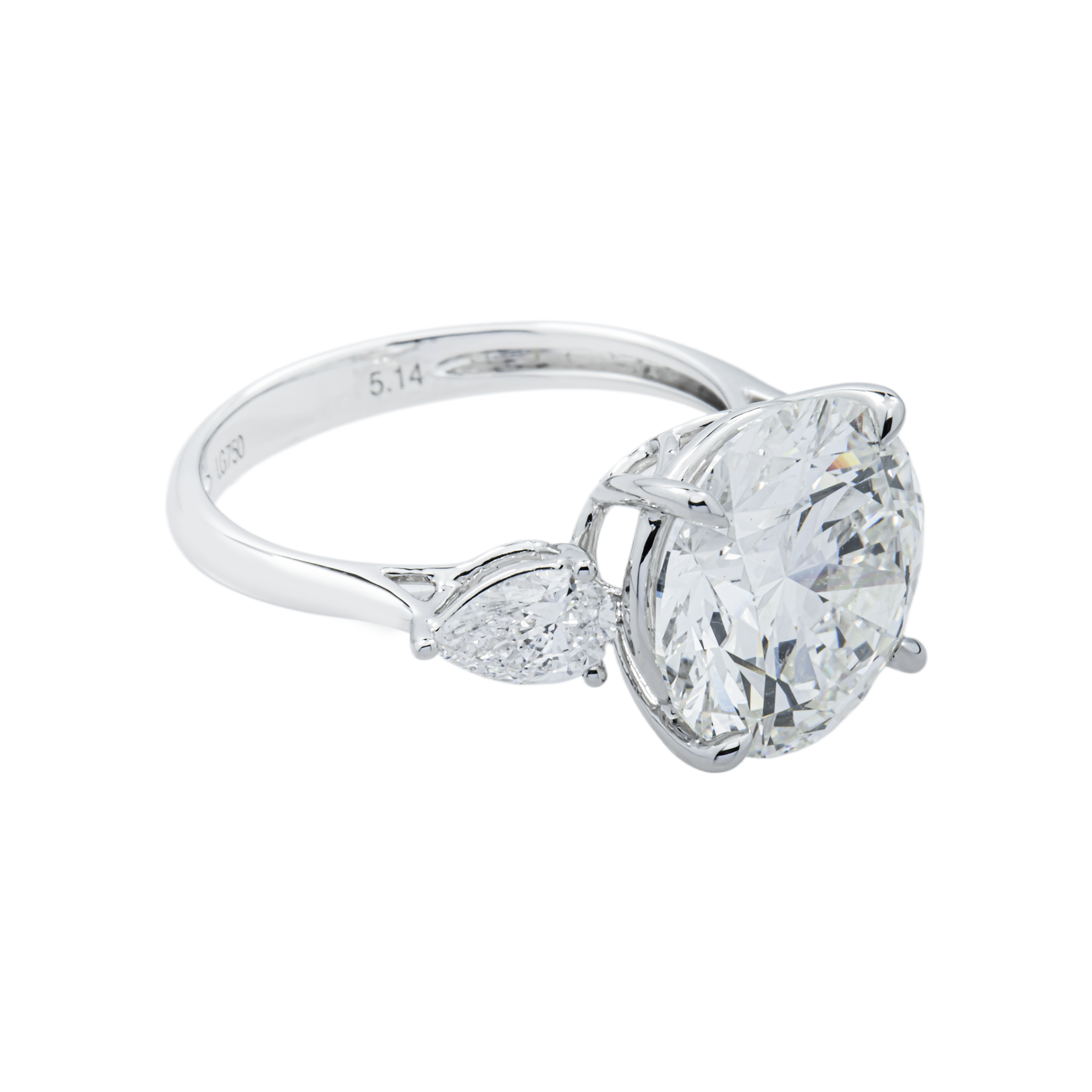18K White Gold 5.14ct Round Diamond Engagement Ring 5.72ctw