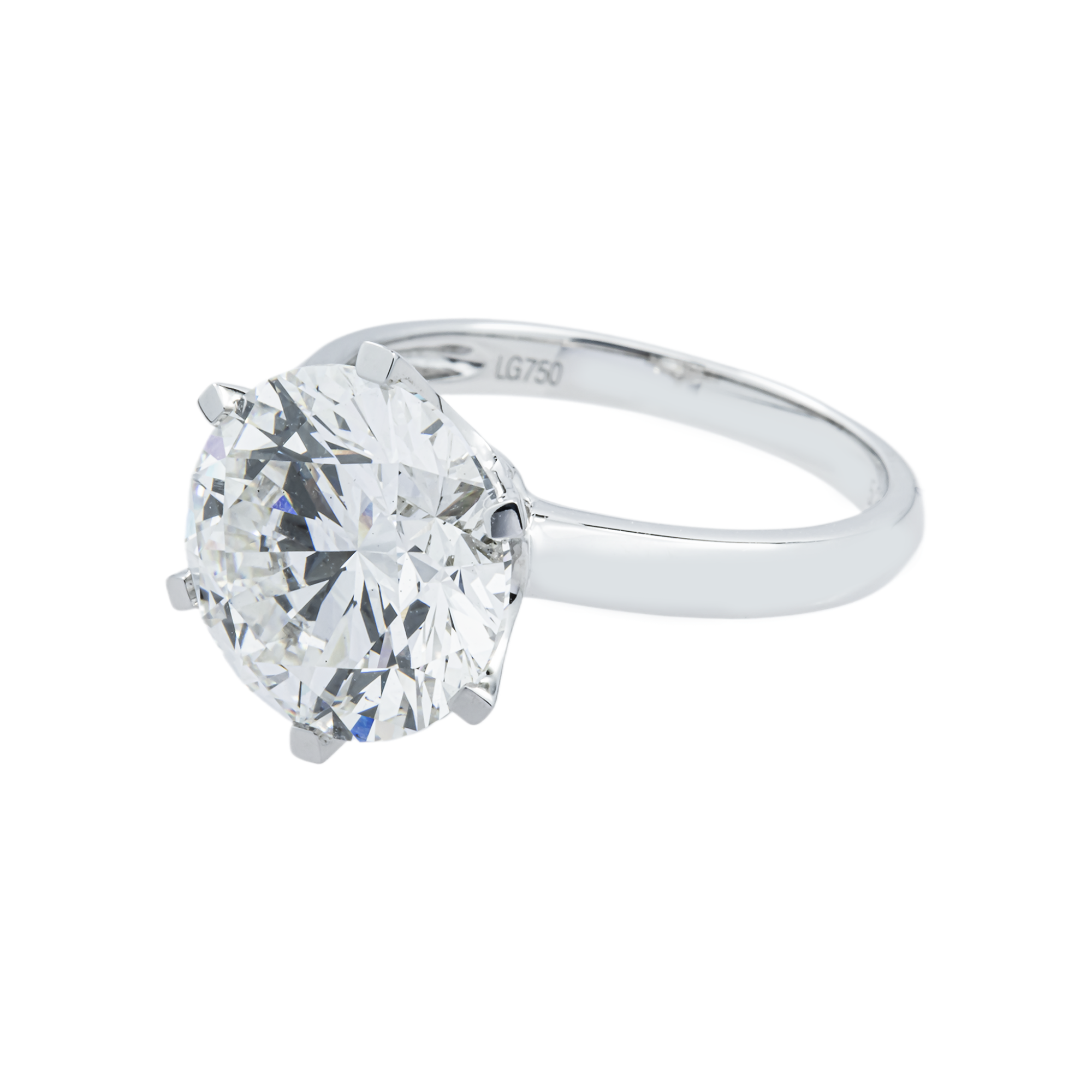 18K White Gold Round Solitaire Diamond Engagement Ring 5.23ctw