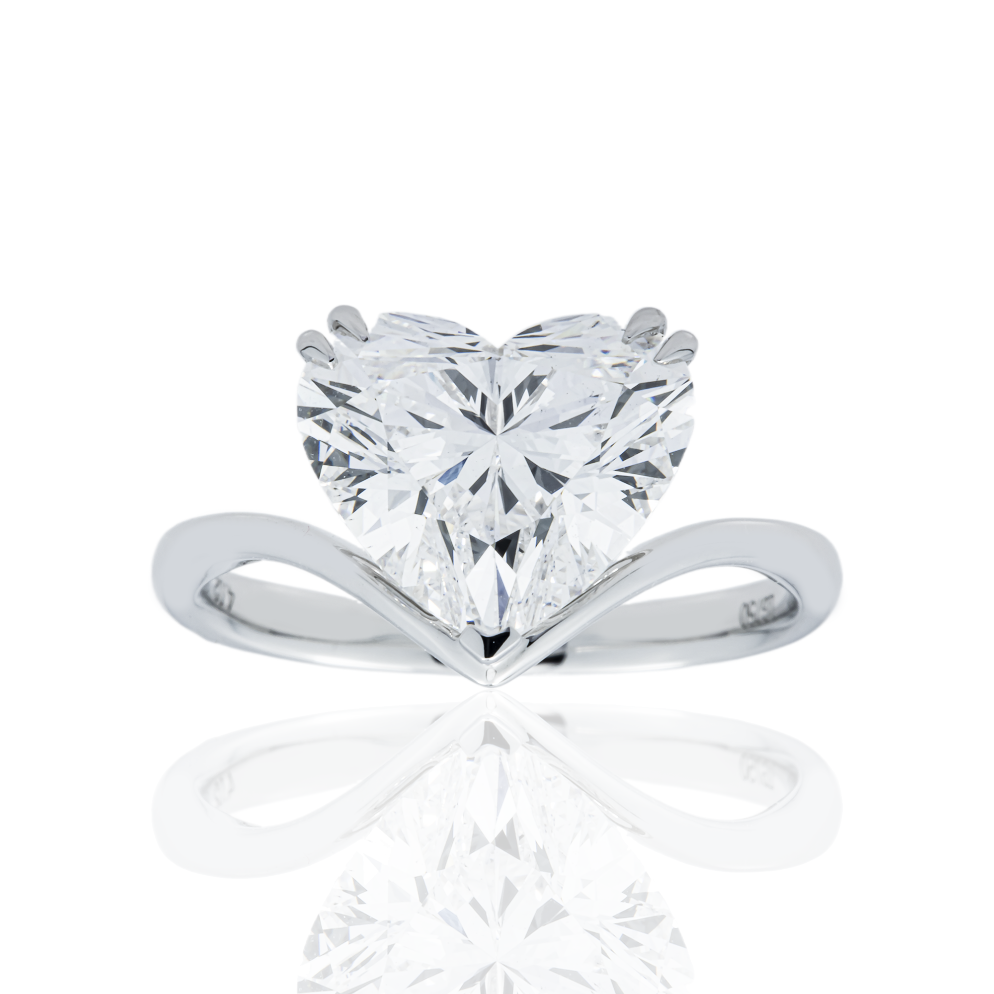 18K White Gold Heart Diamond Engagement Ring 4.02ctw