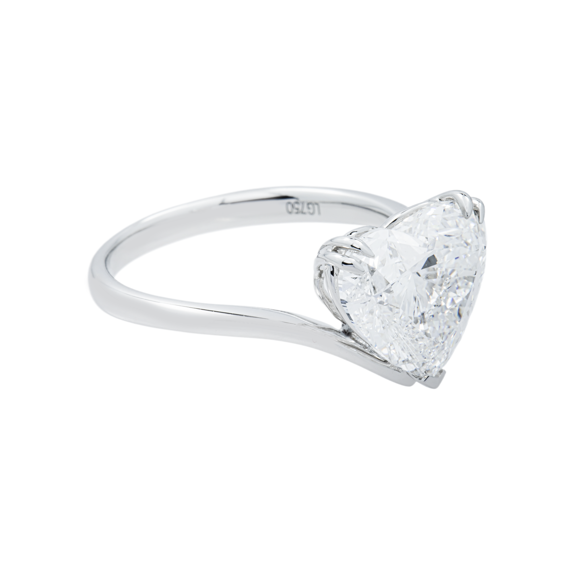18K White Gold Heart Diamond Engagement Ring 4.02ctw