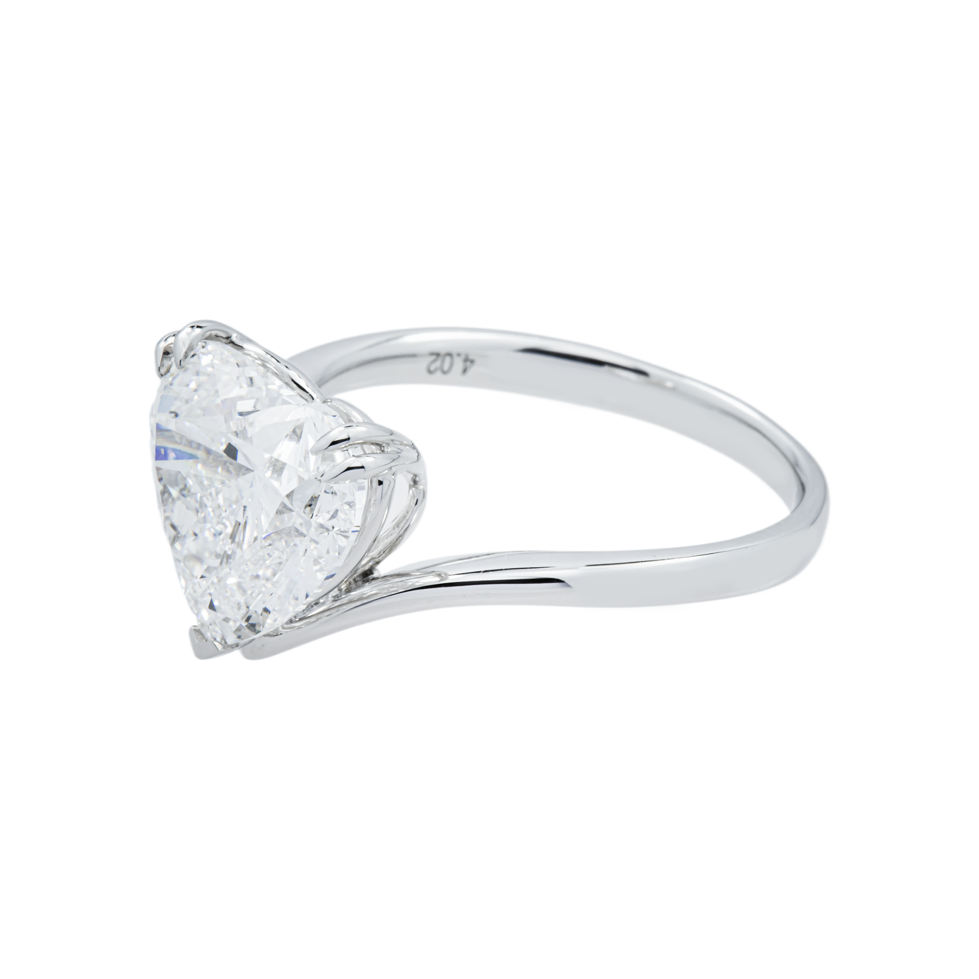 18K White Gold Heart Diamond Engagement Ring 4.02ctw