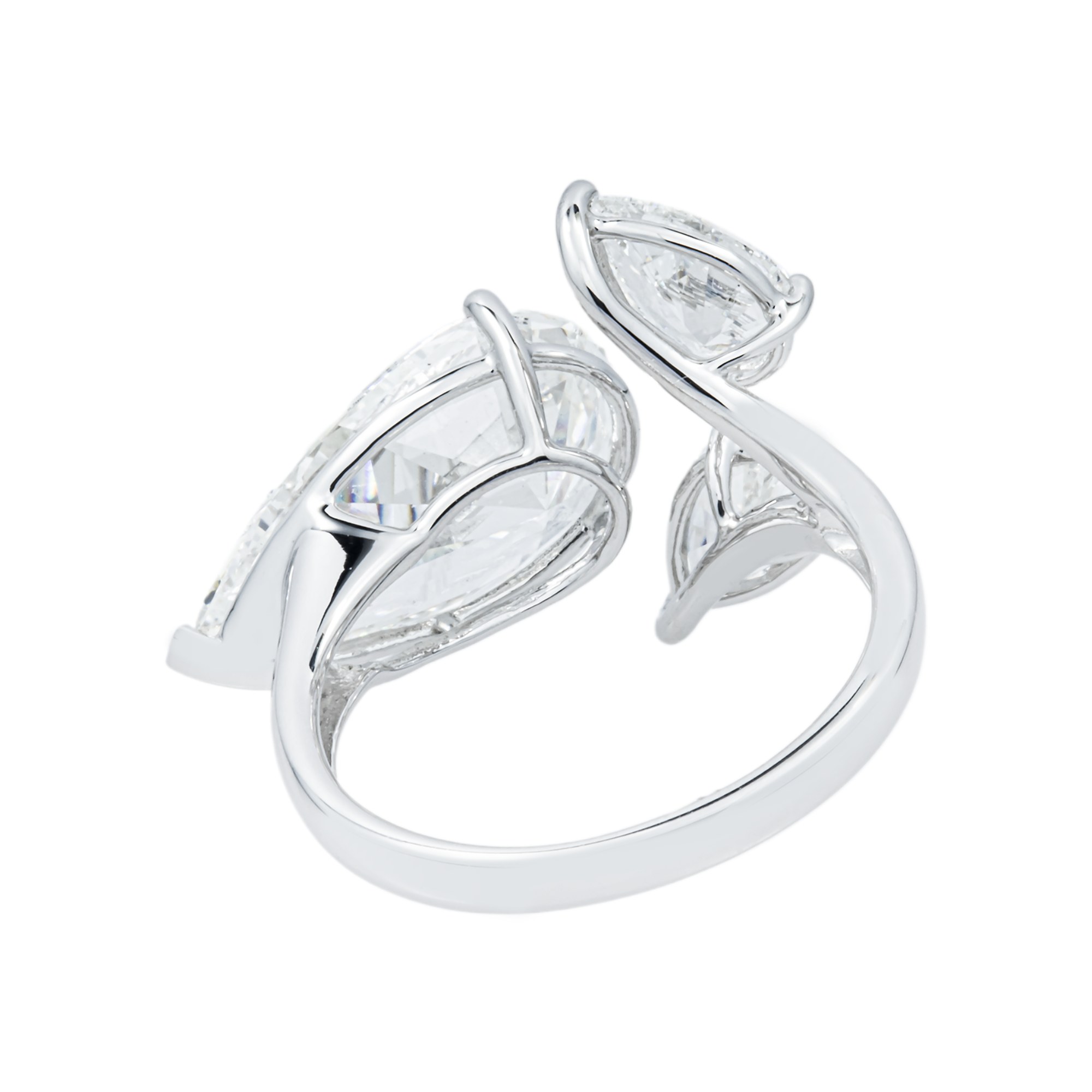 18K White Gold Triple Pear Diamond Ring 5.87ctw