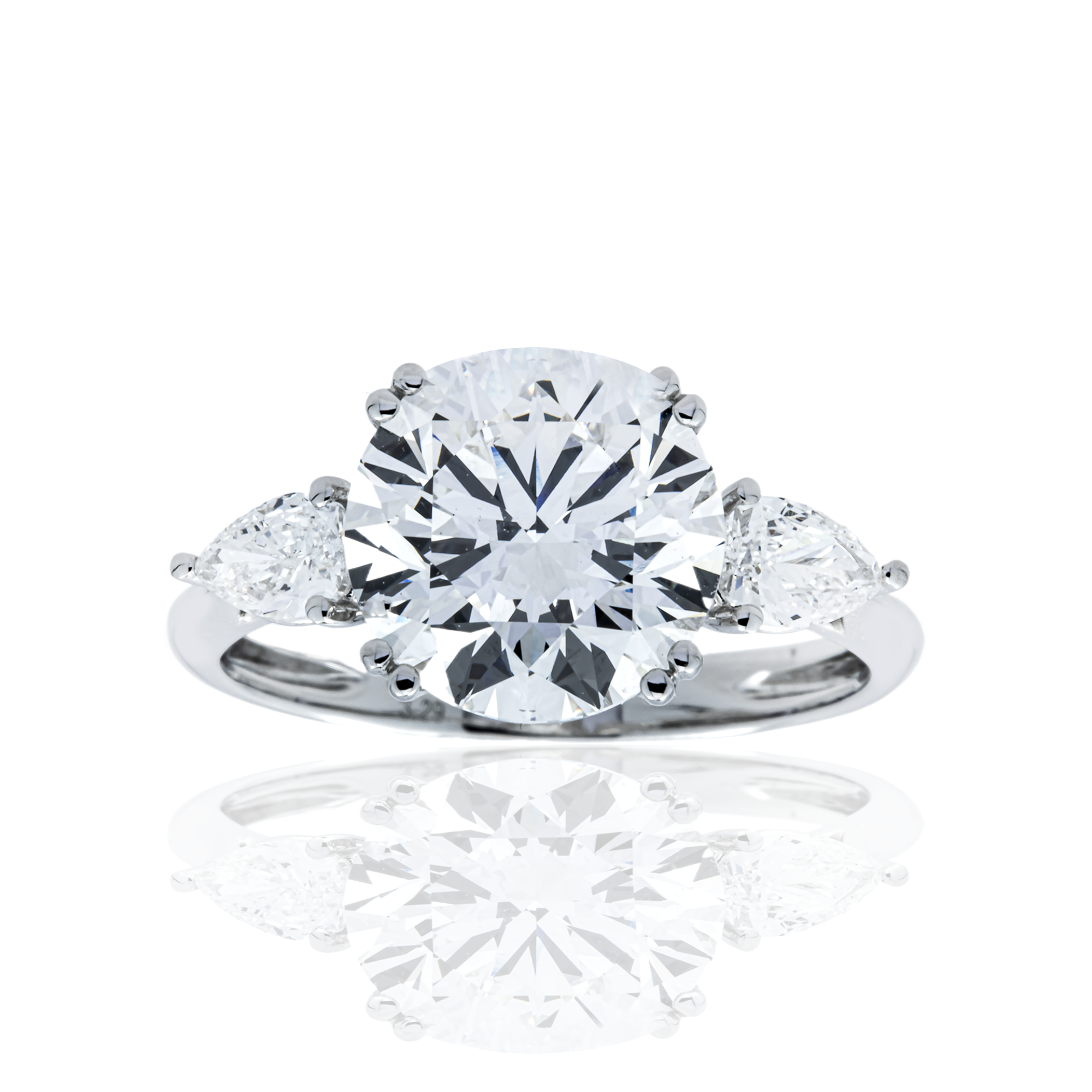 18K White Gold 3.29ct Round Diamond Engagement Ring 3.71ctw