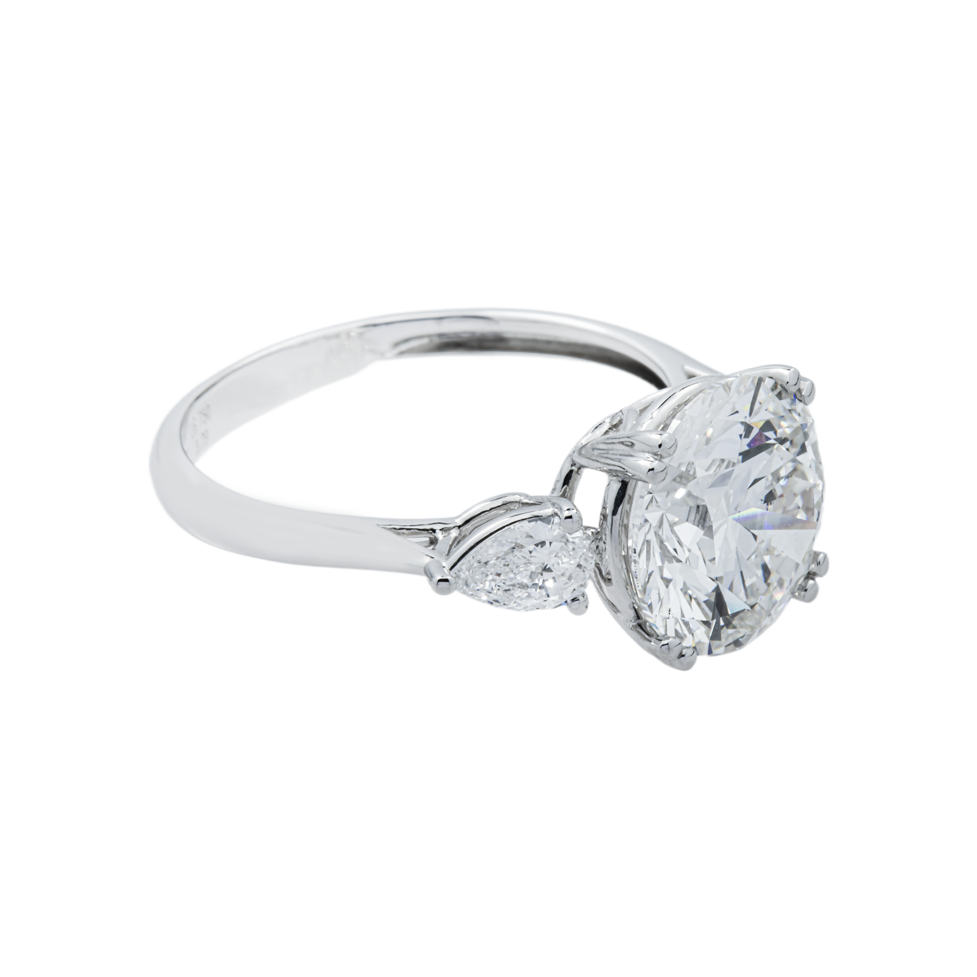 18K White Gold 3.29ct Round Diamond Engagement Ring 3.71ctw