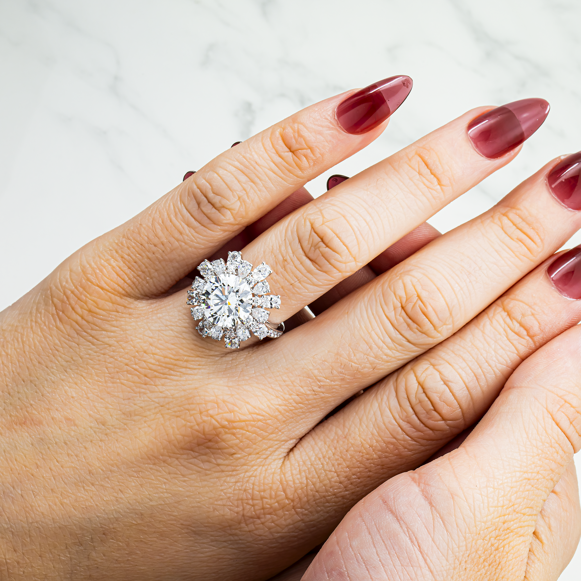 18K White Gold 4.61ct Round Diamond Engagement Ring 6.96ctw