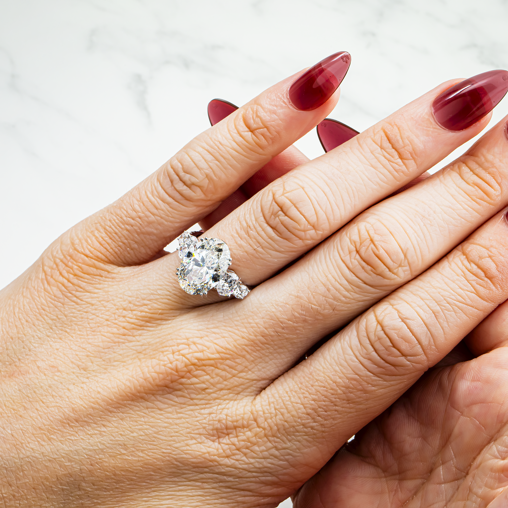 18K White Gold 5.01ct Oval Diamond Engagement Ring 6.52ctw