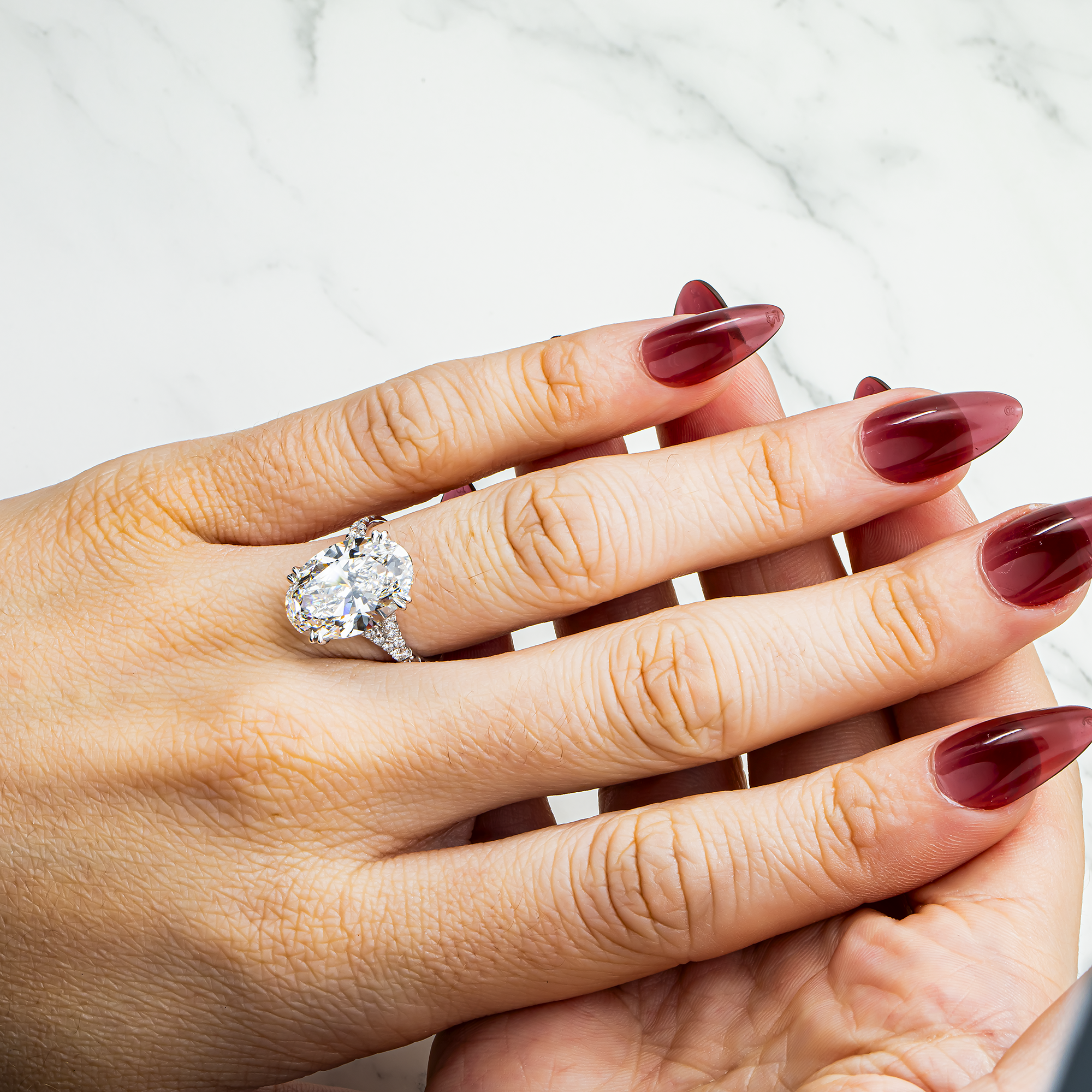 18K White Gold 7.34ct Oval Diamond Engagement Ring 7.77ctw