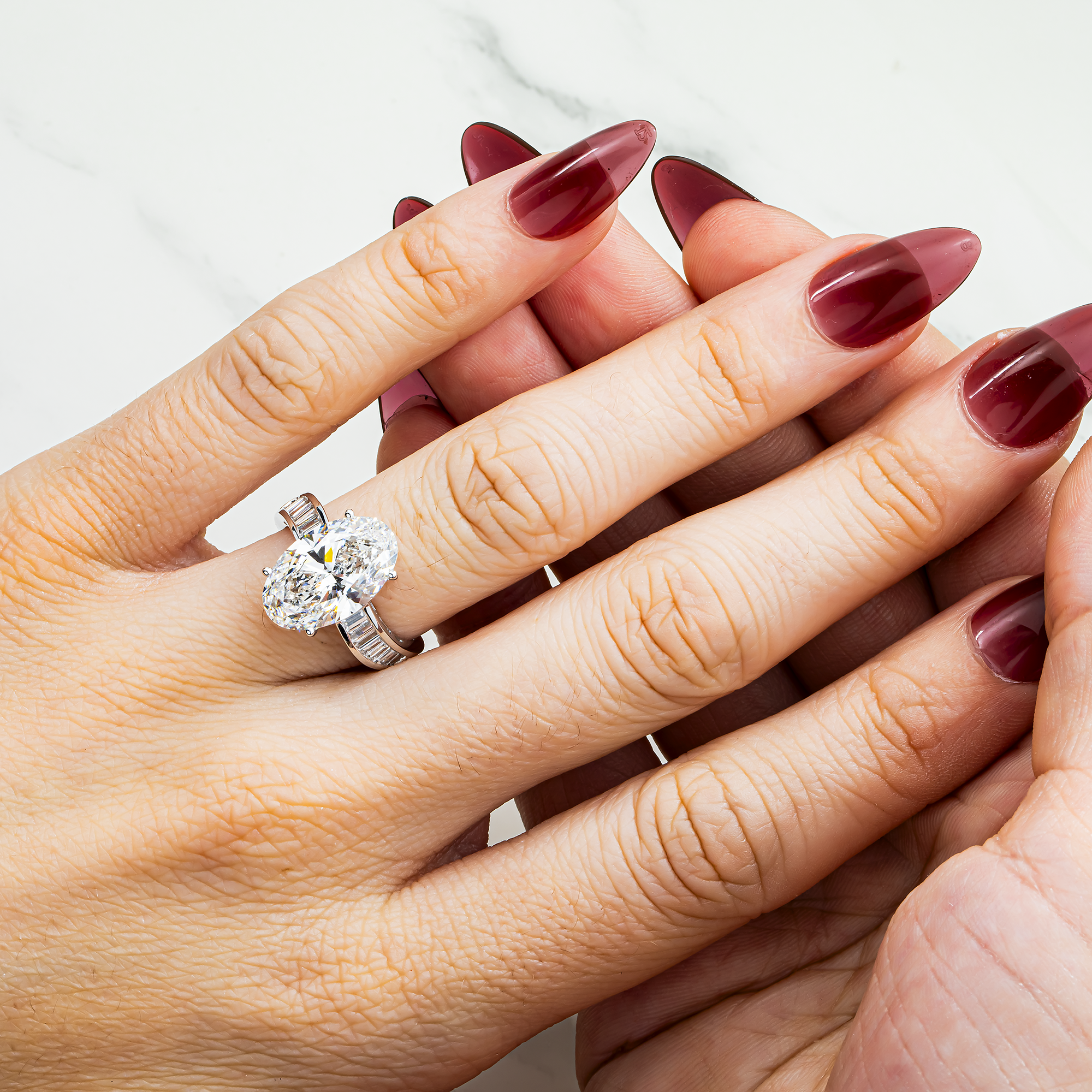 18K White Gold 5.58ct Oval Diamond Engagement Ring 6.05ctw