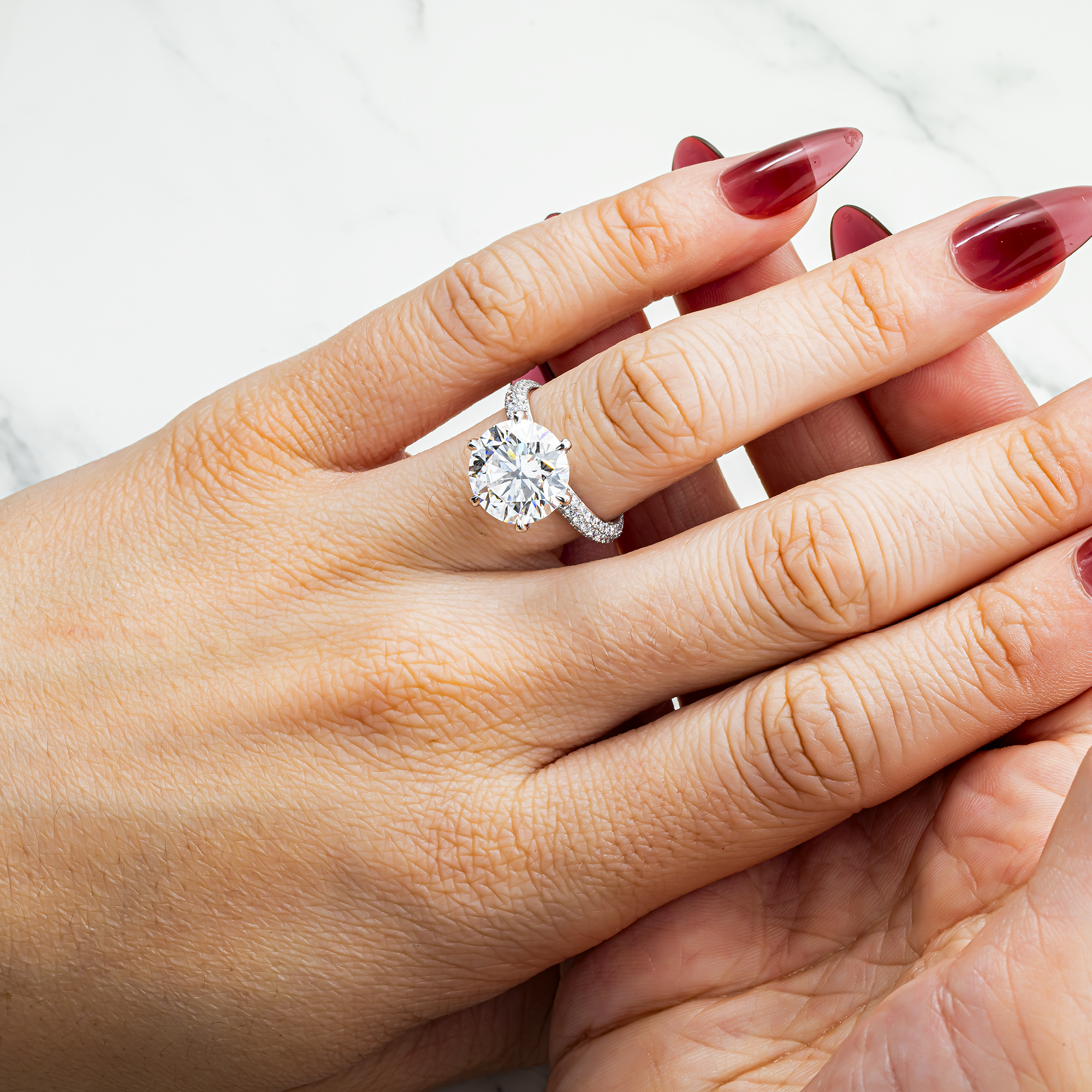18K White Gold 6.03ct Round Diamond Engagement Ring 7.39ctw