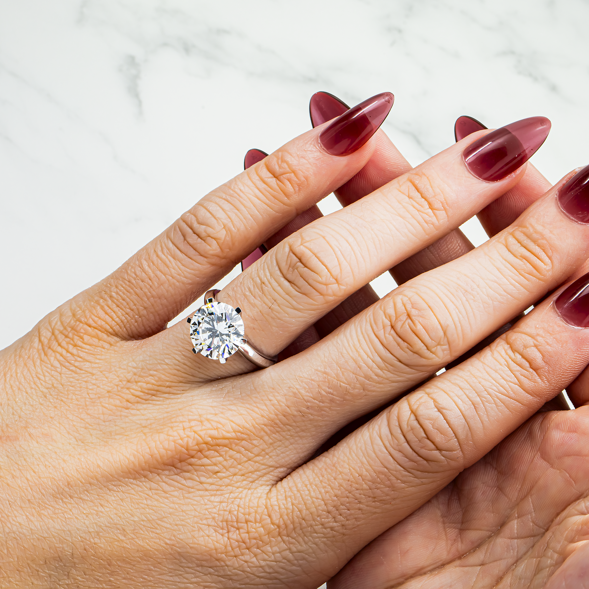 18K White Gold Round Solitaire Diamond Engagement Ring 5.23ctw