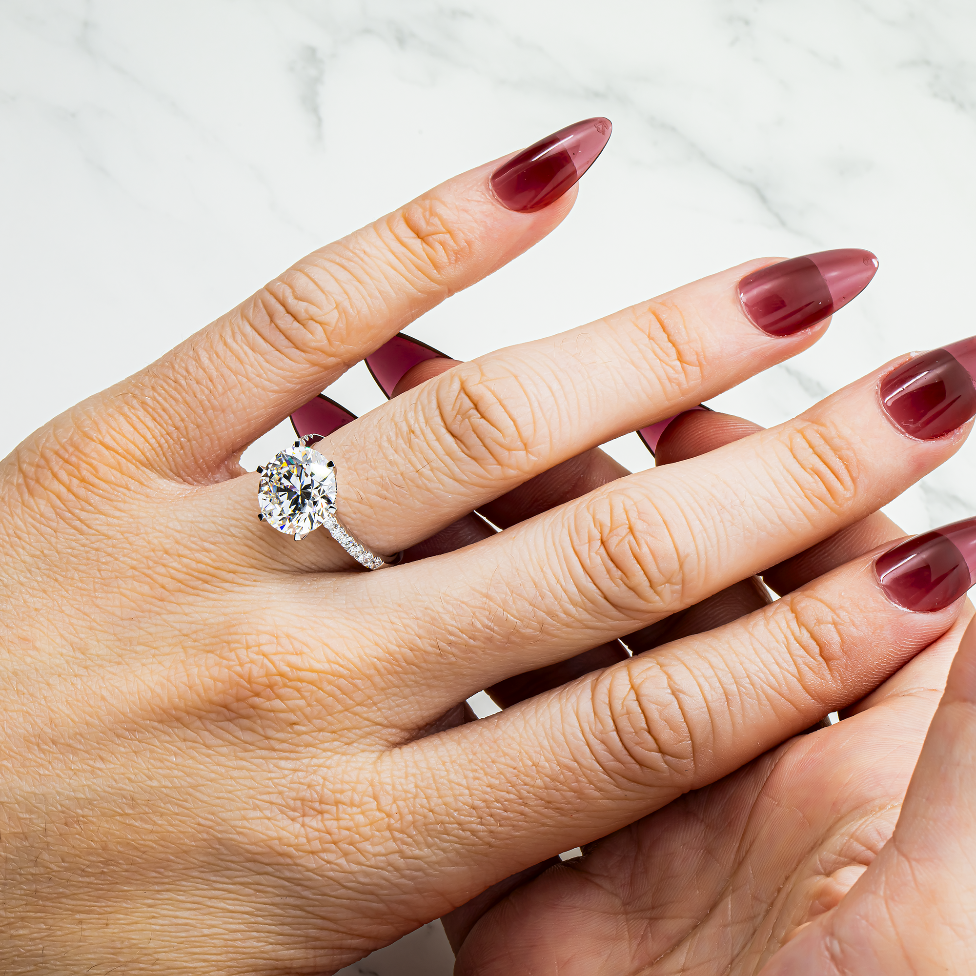 18K White Gold 5.13ct Round Diamond Engagement Ring 5.39ctw
